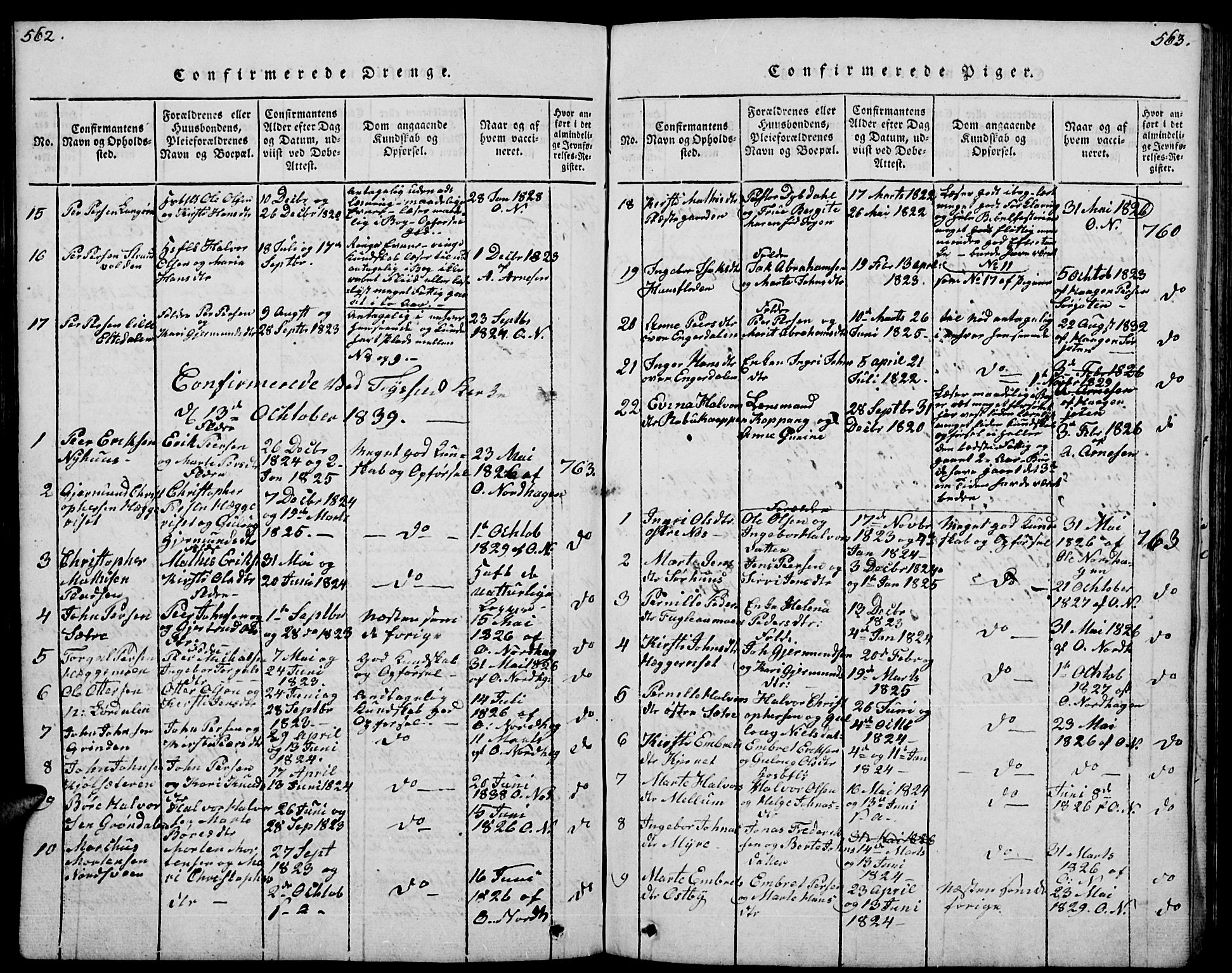 Trysil prestekontor, SAH/PREST-046/H/Ha/Hab/L0004: Parish register (copy) no. 4, 1814-1841, p. 562-563