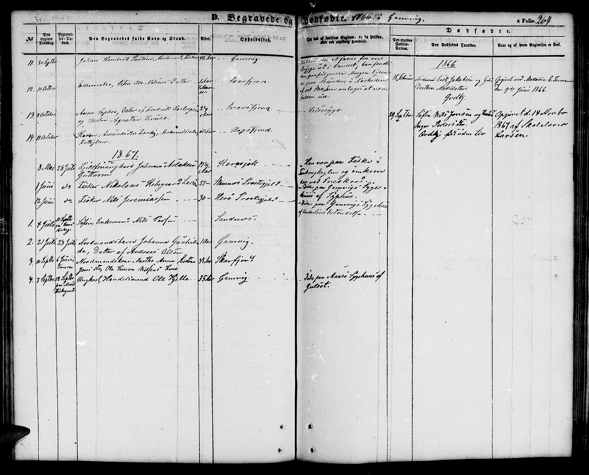 Tana sokneprestkontor, SATØ/S-1334/H/Hb/L0001klokker: Parish register (copy) no. 1 /2, 1862-1867, p. 264