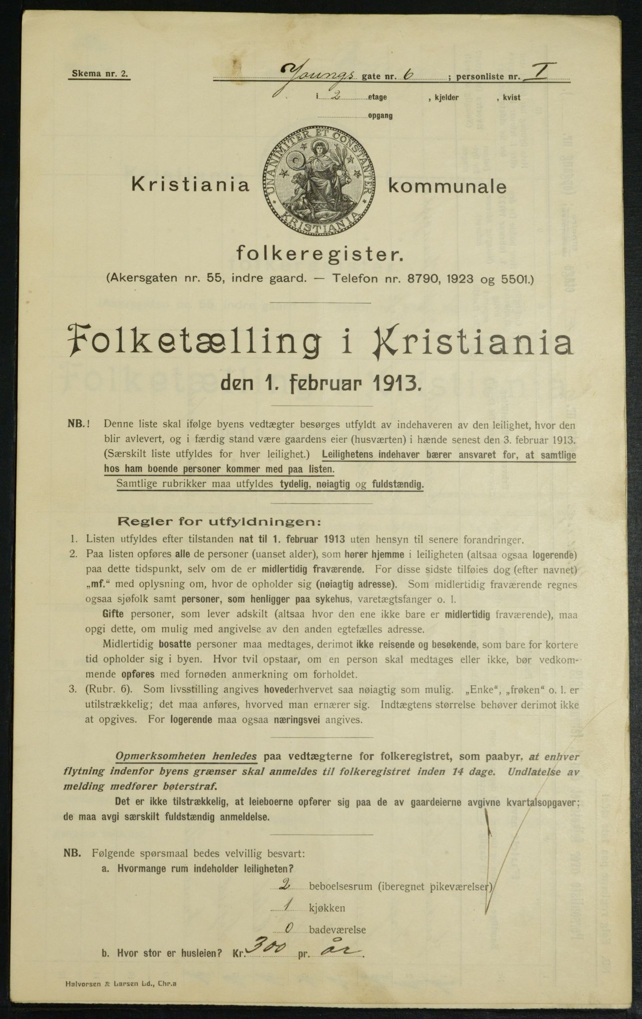 OBA, Municipal Census 1913 for Kristiania, 1913, p. 128454