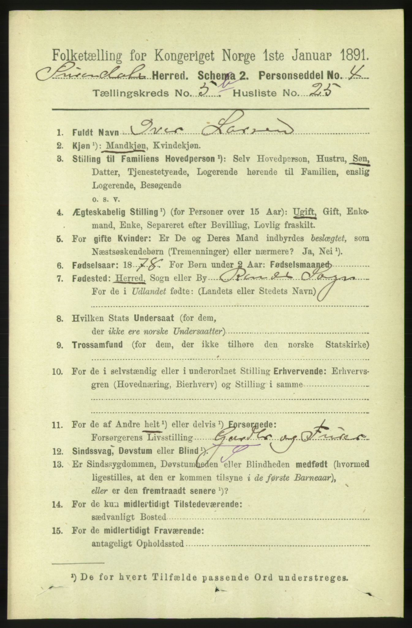 RA, 1891 census for 1566 Surnadal, 1891, p. 1636