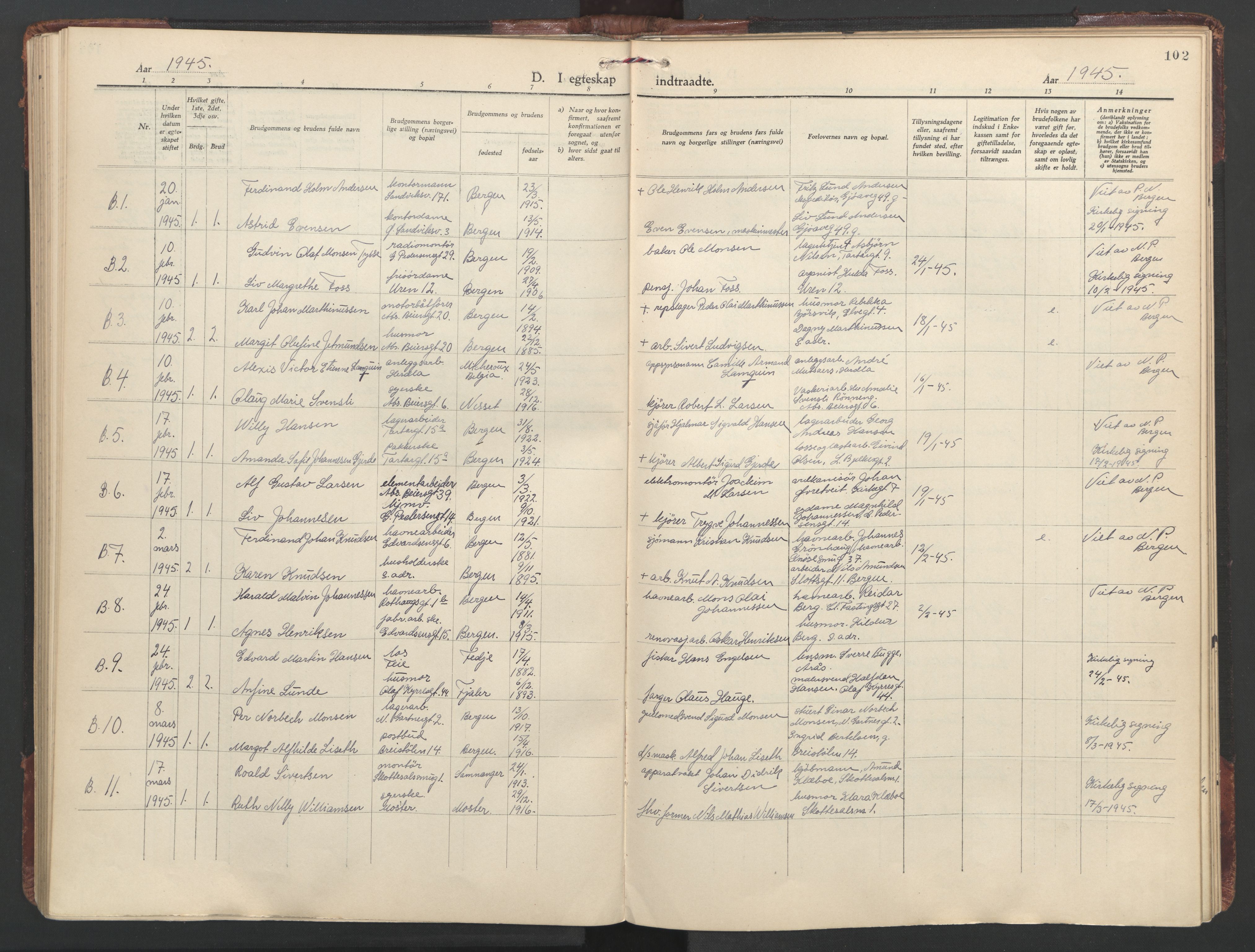 St. Olavs Sokneprestembete, AV/SAB-A-78101/H/Haa: Parish register (official) no. C 1, 1928-1954, p. 102