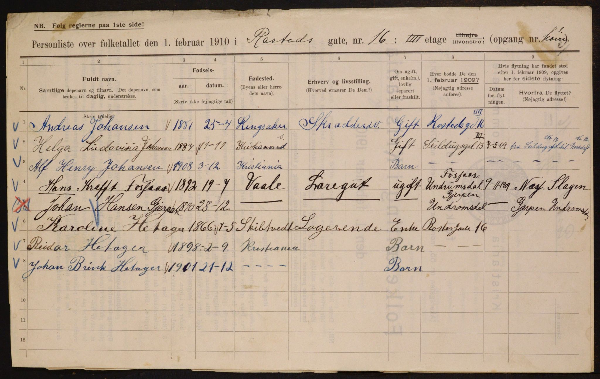 OBA, Municipal Census 1910 for Kristiania, 1910, p. 80865