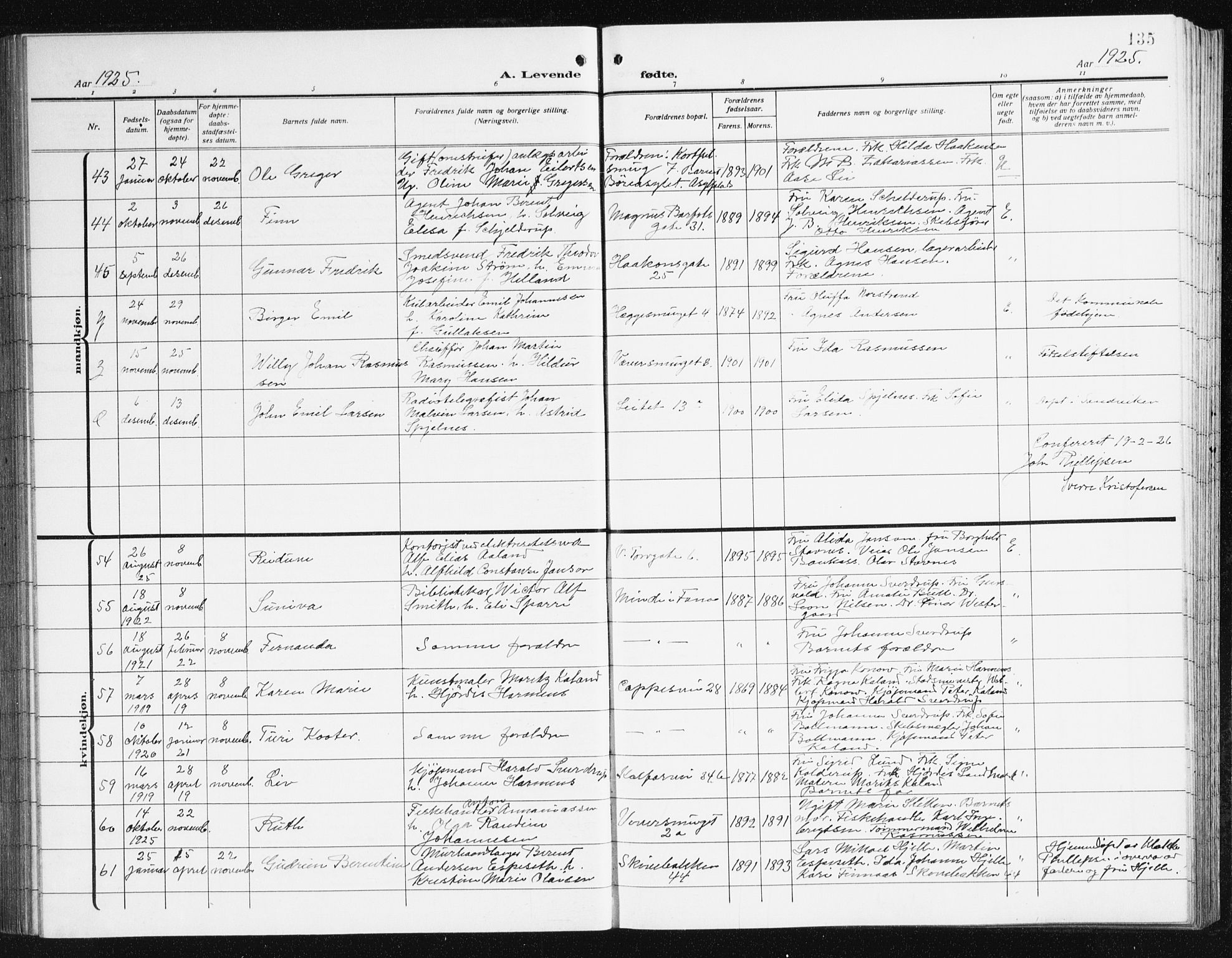 Domkirken sokneprestembete, SAB/A-74801/H/Hab/L0018: Parish register (copy) no. B 11, 1915-1942, p. 135