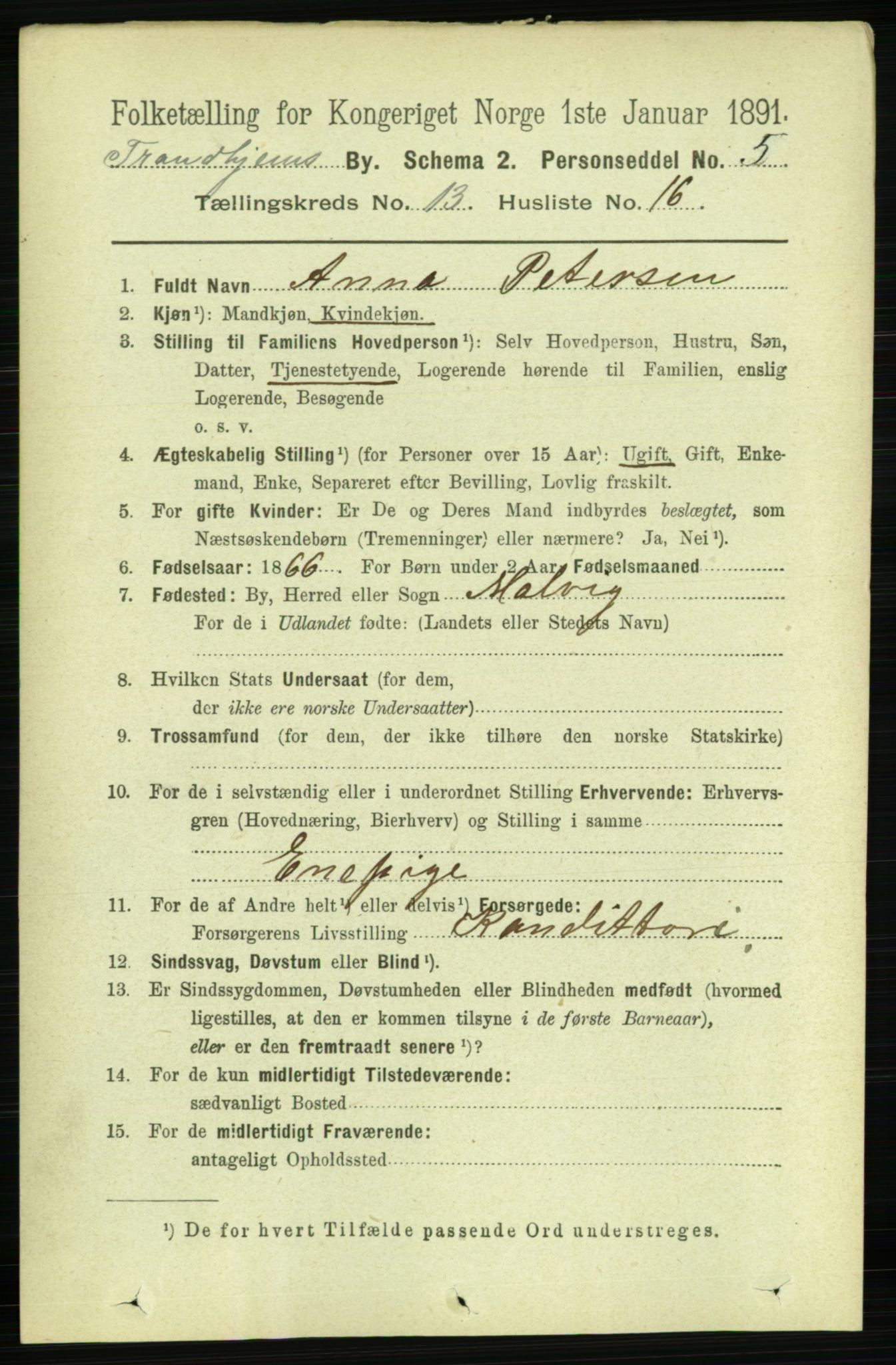 RA, 1891 census for 1601 Trondheim, 1891, p. 10406