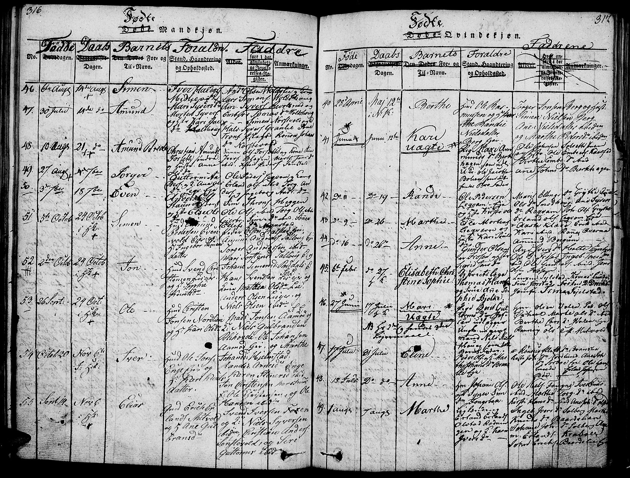 Gausdal prestekontor, AV/SAH-PREST-090/H/Ha/Haa/L0005: Parish register (official) no. 5, 1817-1829, p. 316-317