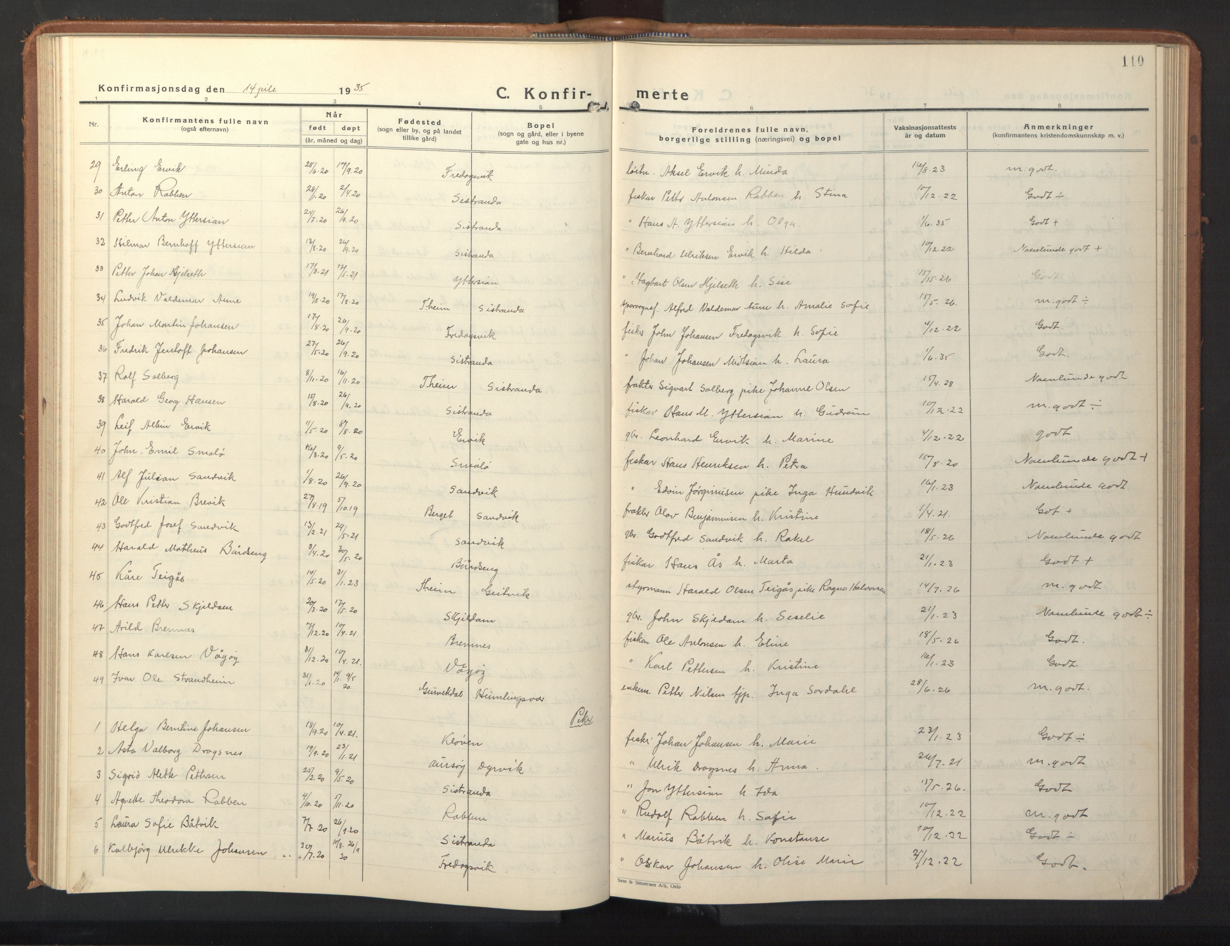 Ministerialprotokoller, klokkerbøker og fødselsregistre - Sør-Trøndelag, SAT/A-1456/640/L0590: Parish register (copy) no. 640C07, 1935-1948, p. 110