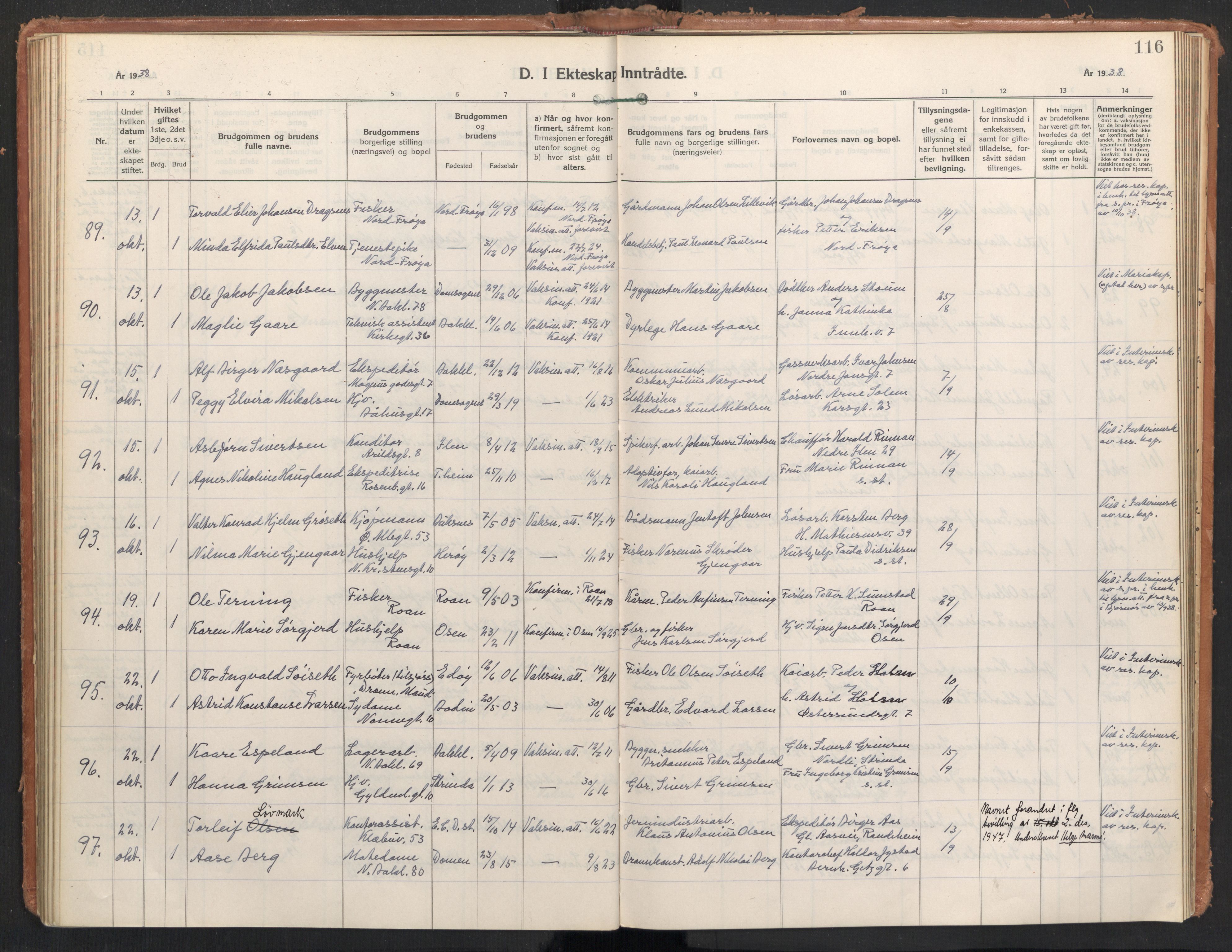 Ministerialprotokoller, klokkerbøker og fødselsregistre - Sør-Trøndelag, AV/SAT-A-1456/604/L0209: Parish register (official) no. 604A29, 1931-1945, p. 116