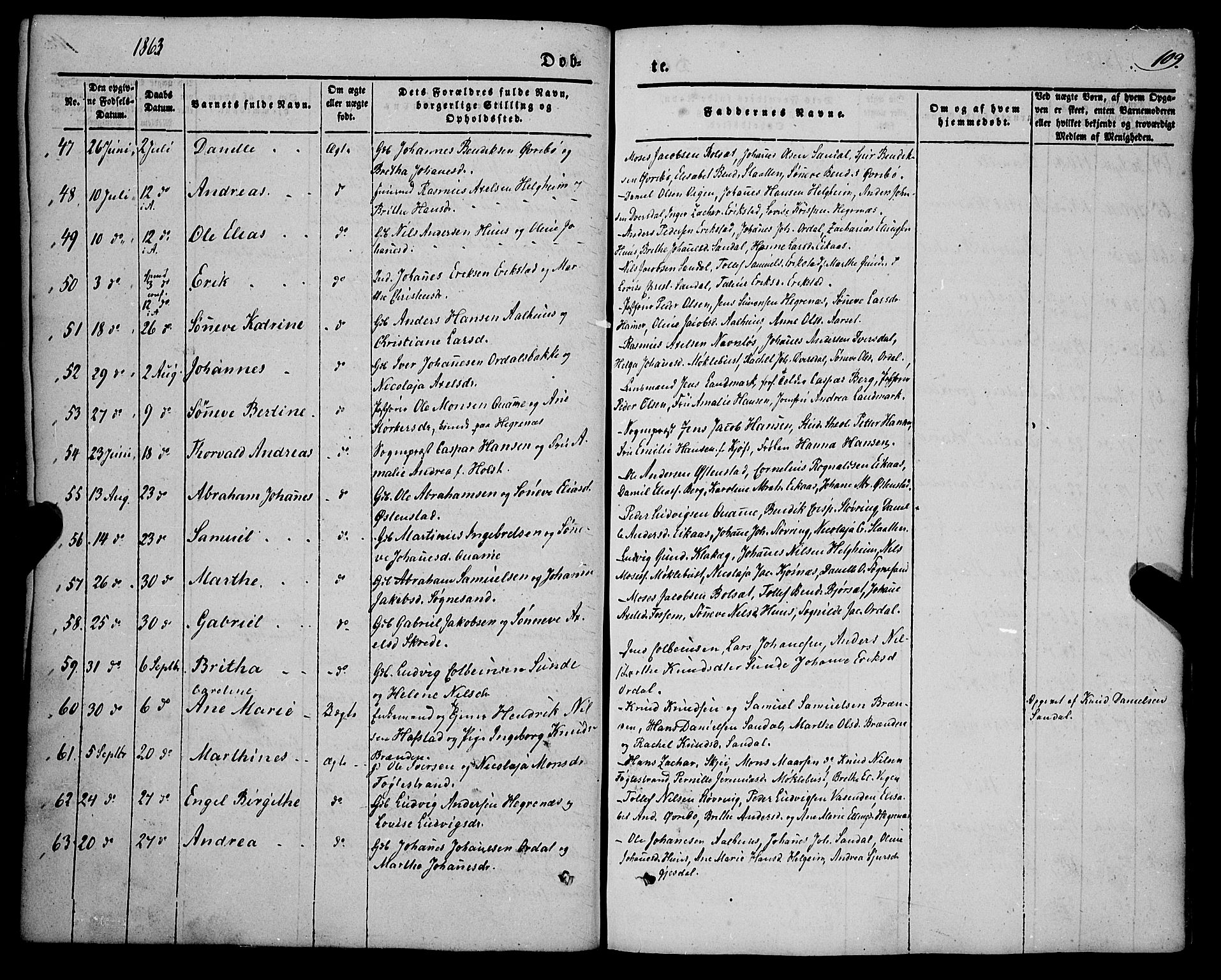 Jølster sokneprestembete, SAB/A-80701/H/Haa/Haaa/L0010: Parish register (official) no. A 10, 1847-1865, p. 109