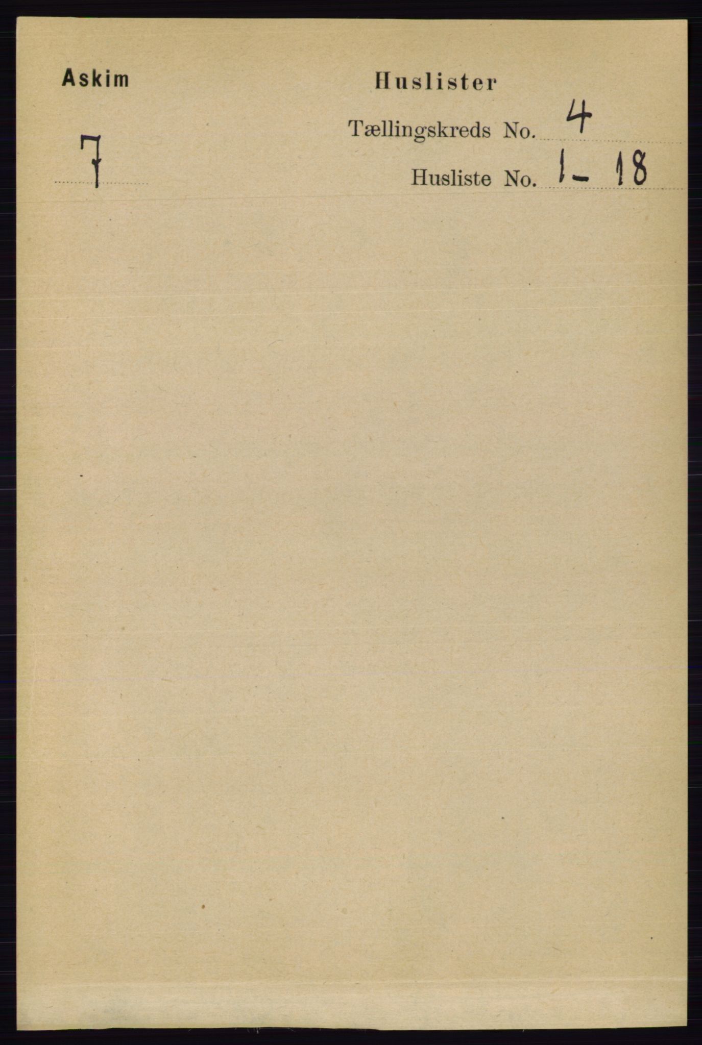 RA, 1891 census for 0124 Askim, 1891, p. 465