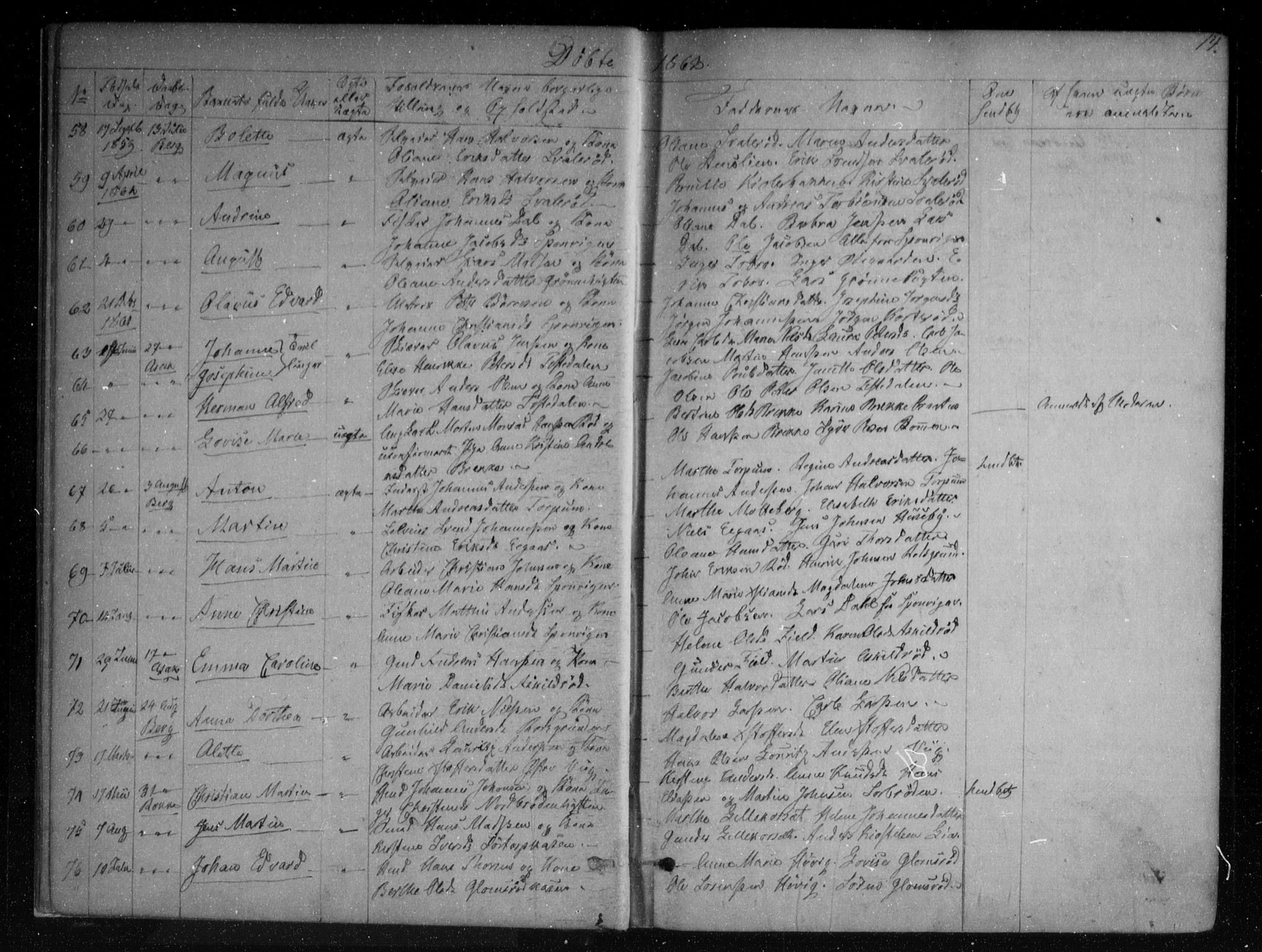 Berg prestekontor Kirkebøker, SAO/A-10902/F/Fa/L0005: Parish register (official) no. I 5, 1861-1877, p. 14
