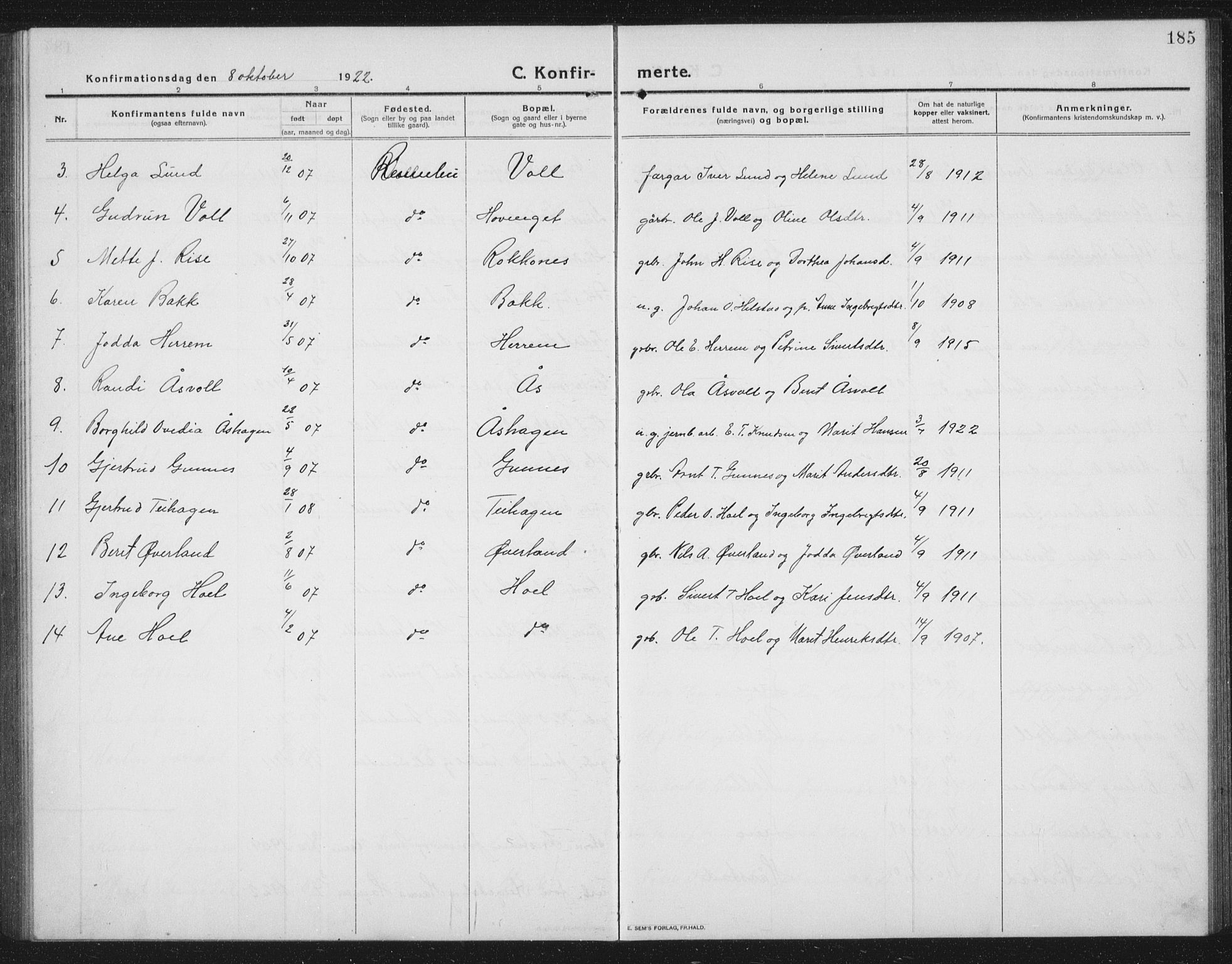 Ministerialprotokoller, klokkerbøker og fødselsregistre - Sør-Trøndelag, SAT/A-1456/674/L0877: Parish register (copy) no. 674C04, 1913-1940, p. 185