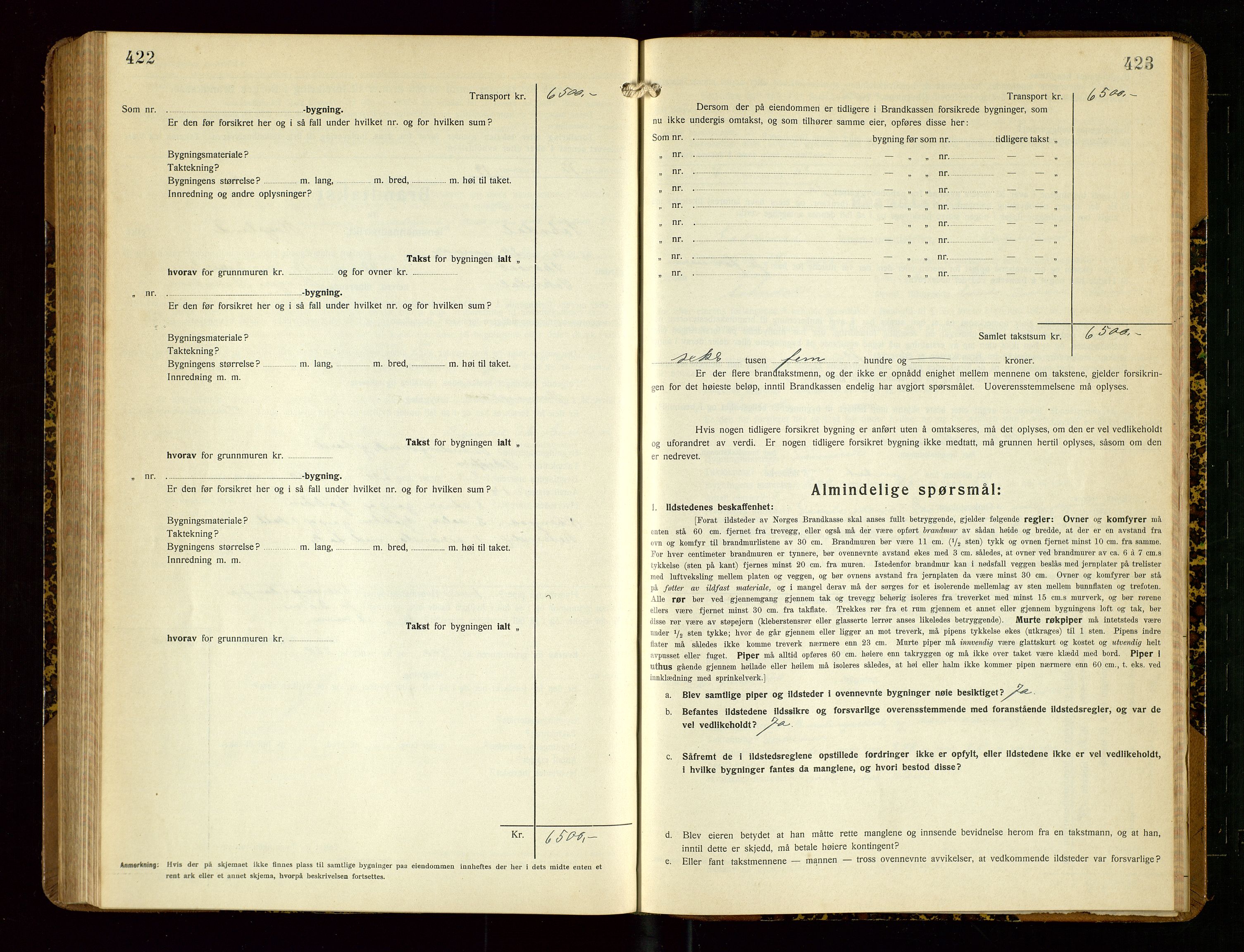 Sokndal lensmannskontor, SAST/A-100417/Gob/L0007: "Brandtakst-Protokoll", 1930-1936, p. 422-423