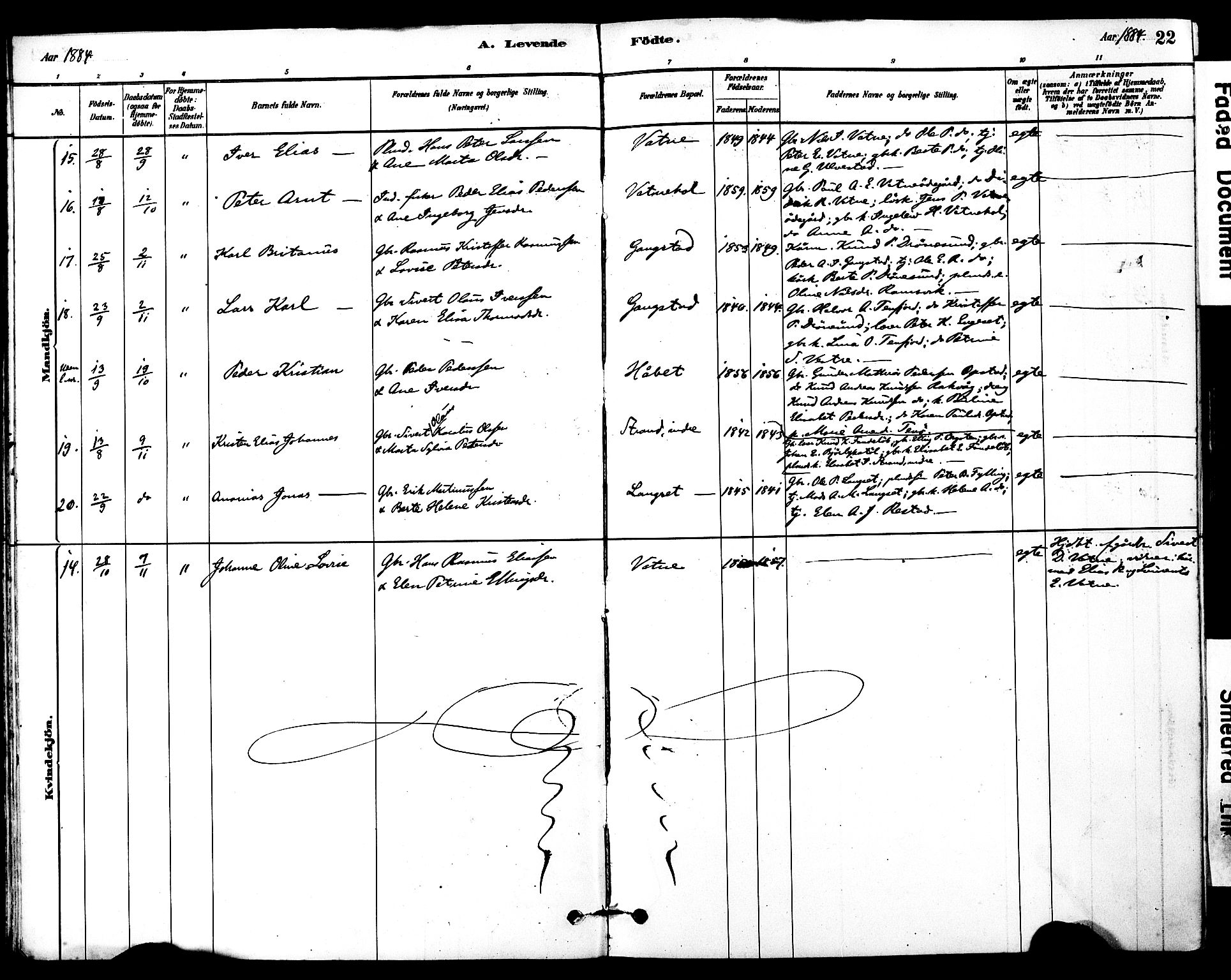 Ministerialprotokoller, klokkerbøker og fødselsregistre - Møre og Romsdal, AV/SAT-A-1454/525/L0374: Parish register (official) no. 525A04, 1880-1899, p. 22