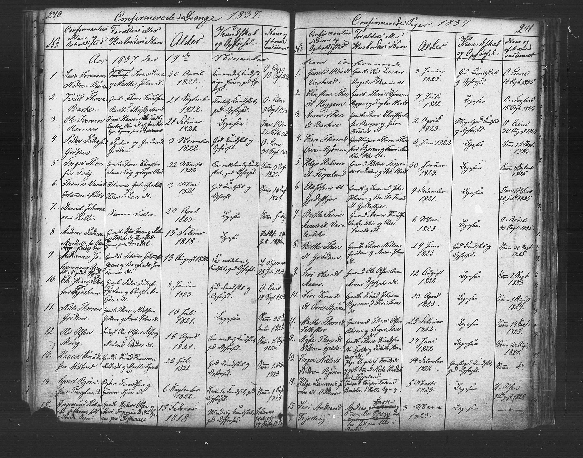 Strand sokneprestkontor, SAST/A-101828/H/Ha/Haa/L0006: Parish register (official) no. A 6, 1834-1854, p. 270-271