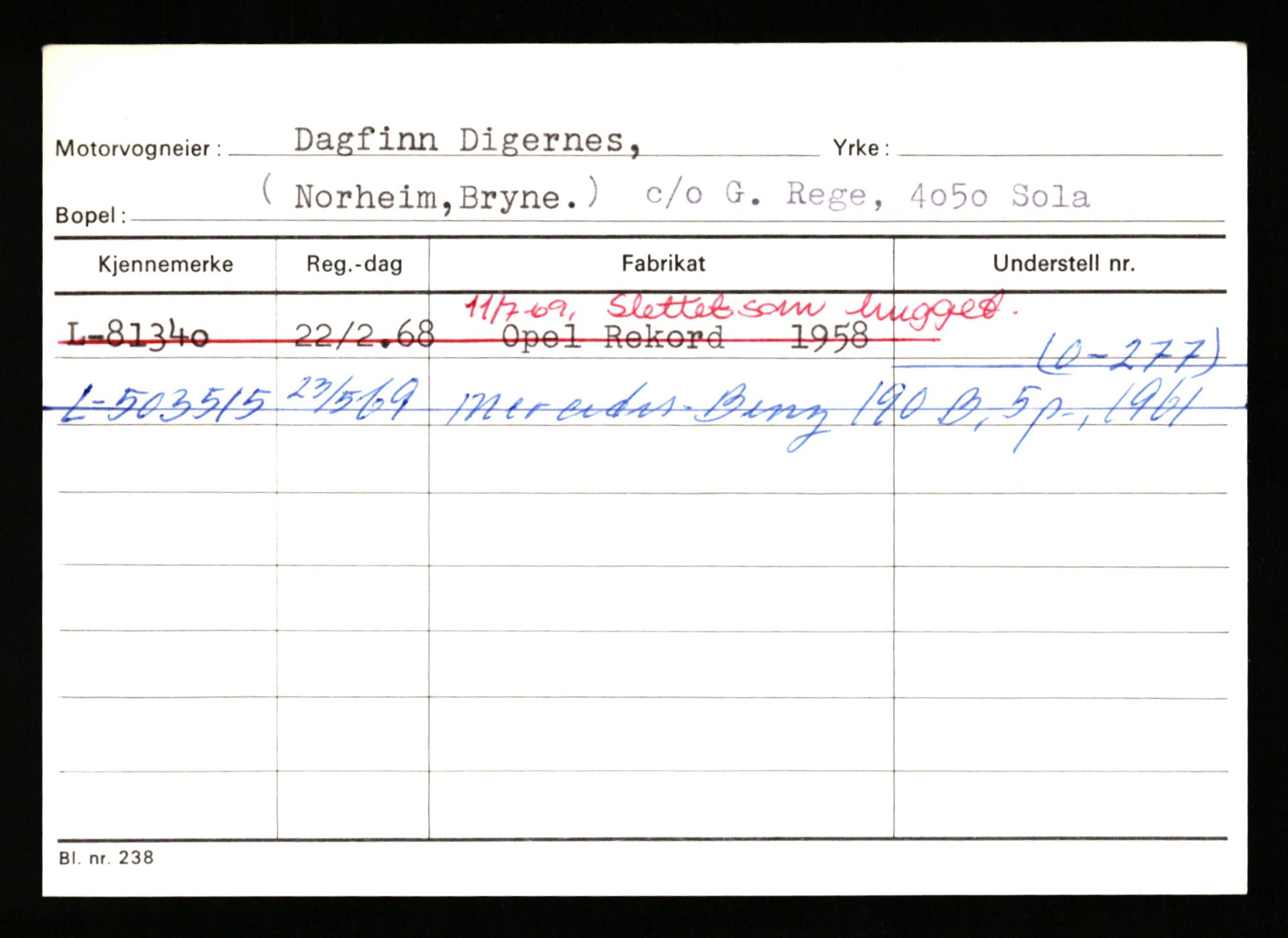 Stavanger trafikkstasjon, AV/SAST-A-101942/0/H/L0006: Dalva - Egersund, 1930-1971, p. 441