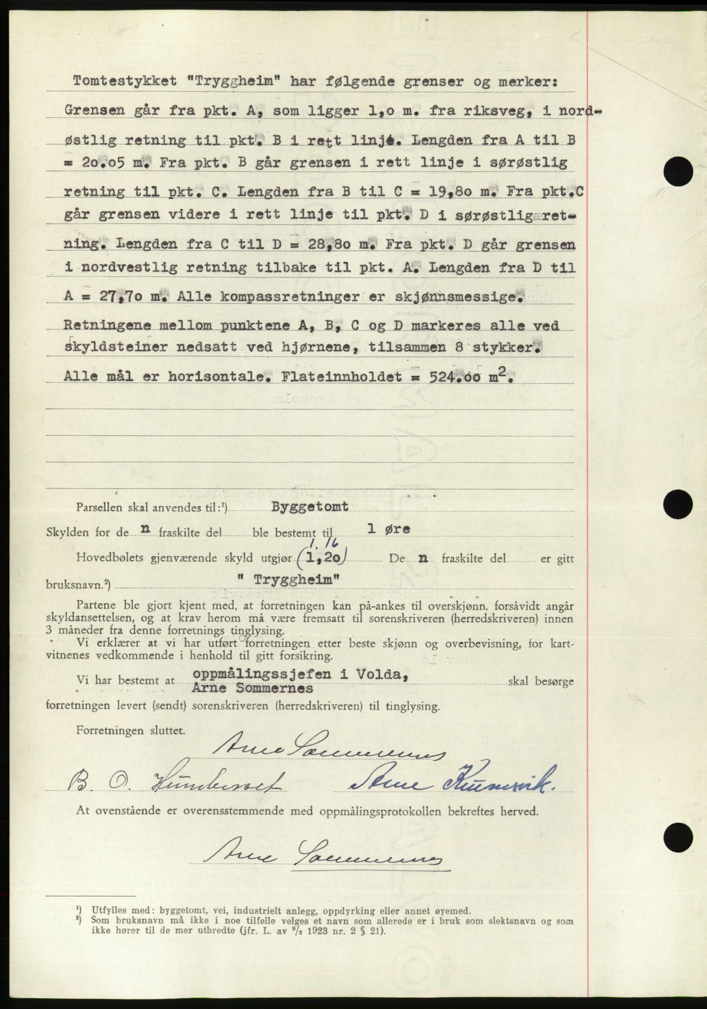 Søre Sunnmøre sorenskriveri, AV/SAT-A-4122/1/2/2C/L0083: Mortgage book no. 9A, 1948-1949, Diary no: : 1382/1948