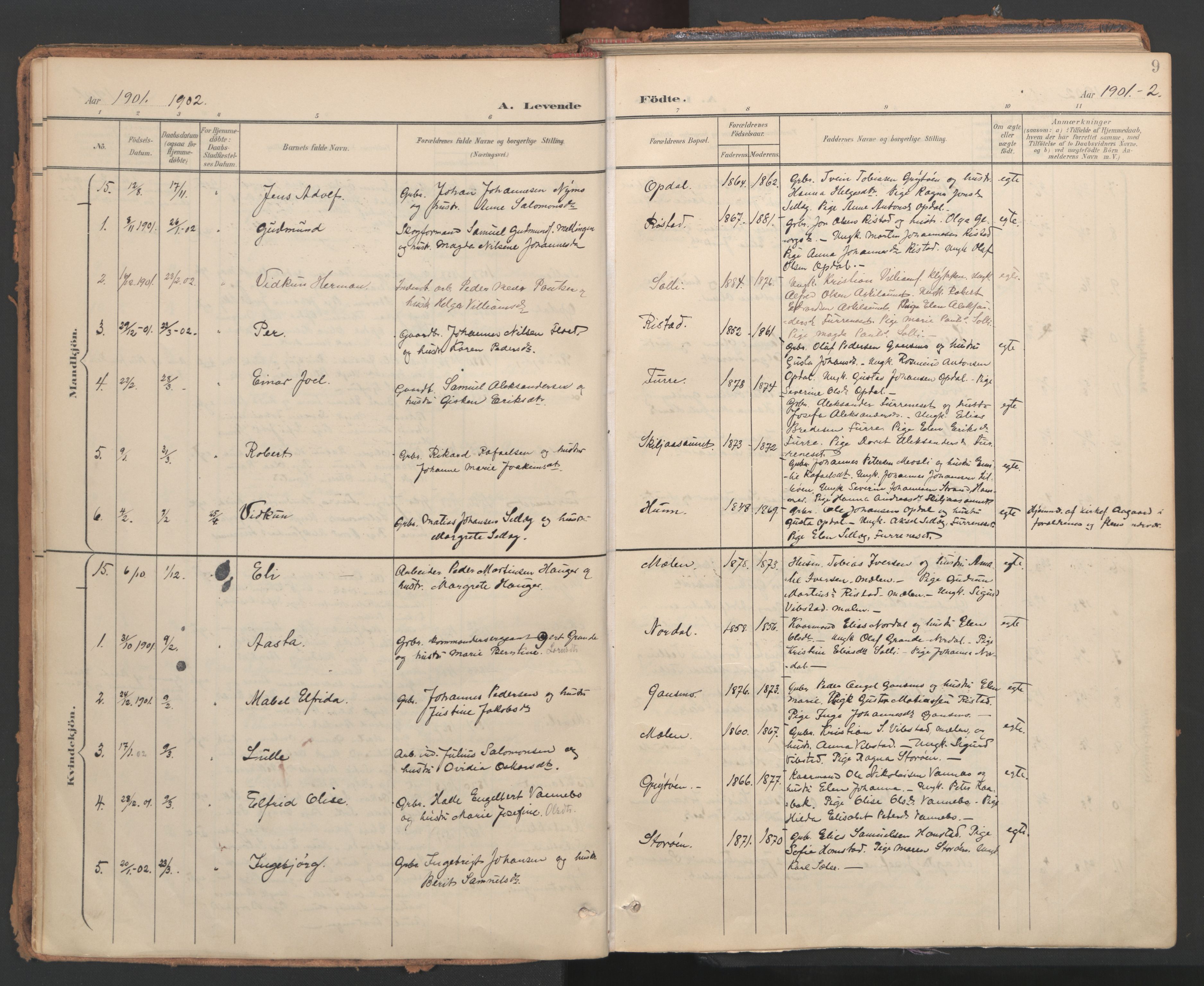 Ministerialprotokoller, klokkerbøker og fødselsregistre - Nord-Trøndelag, AV/SAT-A-1458/766/L0564: Parish register (official) no. 767A02, 1900-1932, p. 9