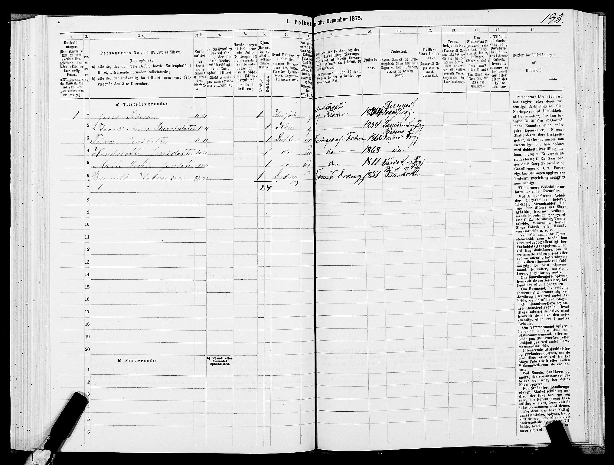 SATØ, 1875 census for 2028L Vardø/Vardø, 1875, p. 1193