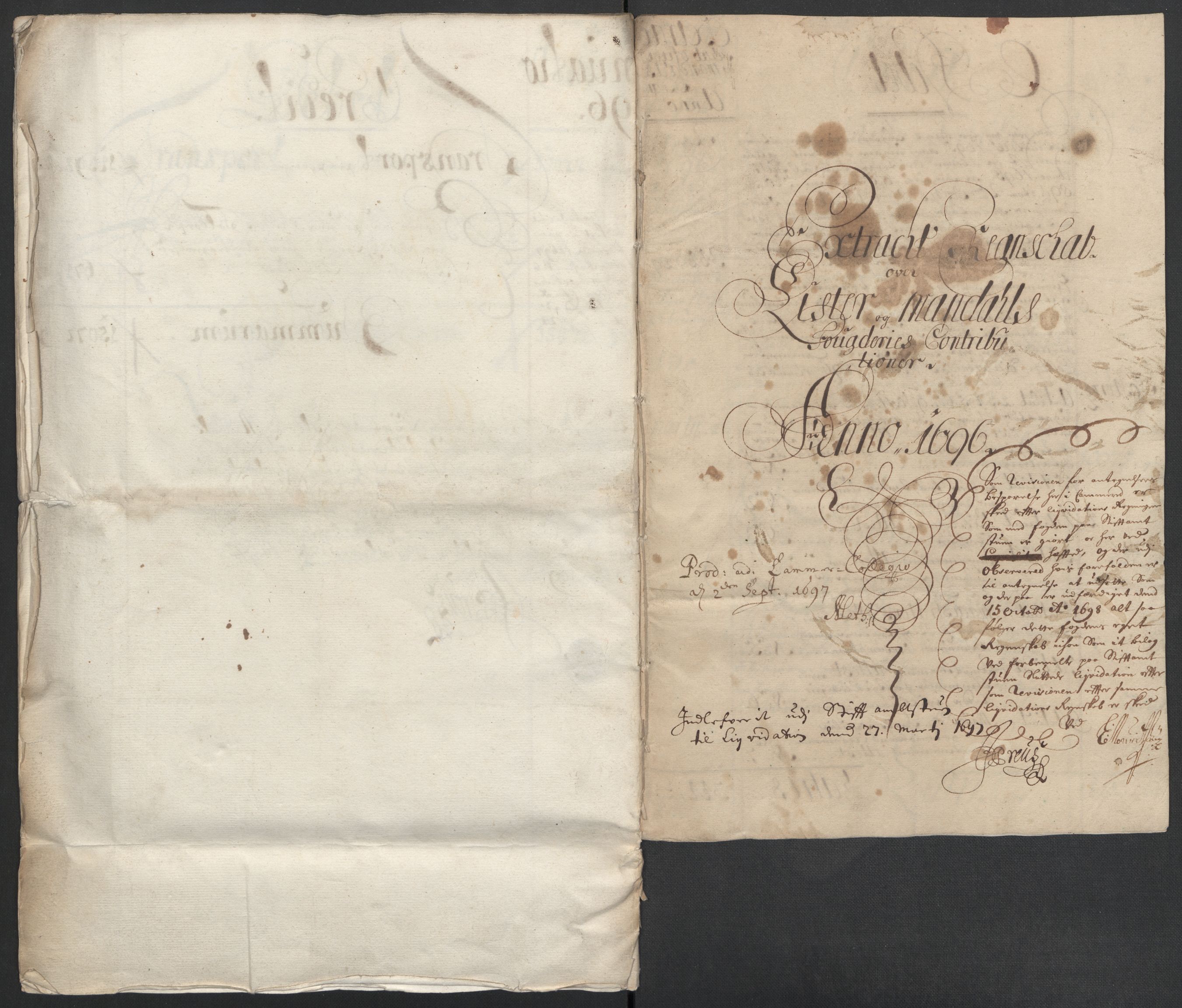 Rentekammeret inntil 1814, Reviderte regnskaper, Fogderegnskap, AV/RA-EA-4092/R43/L2546: Fogderegnskap Lista og Mandal, 1696-1697, p. 13