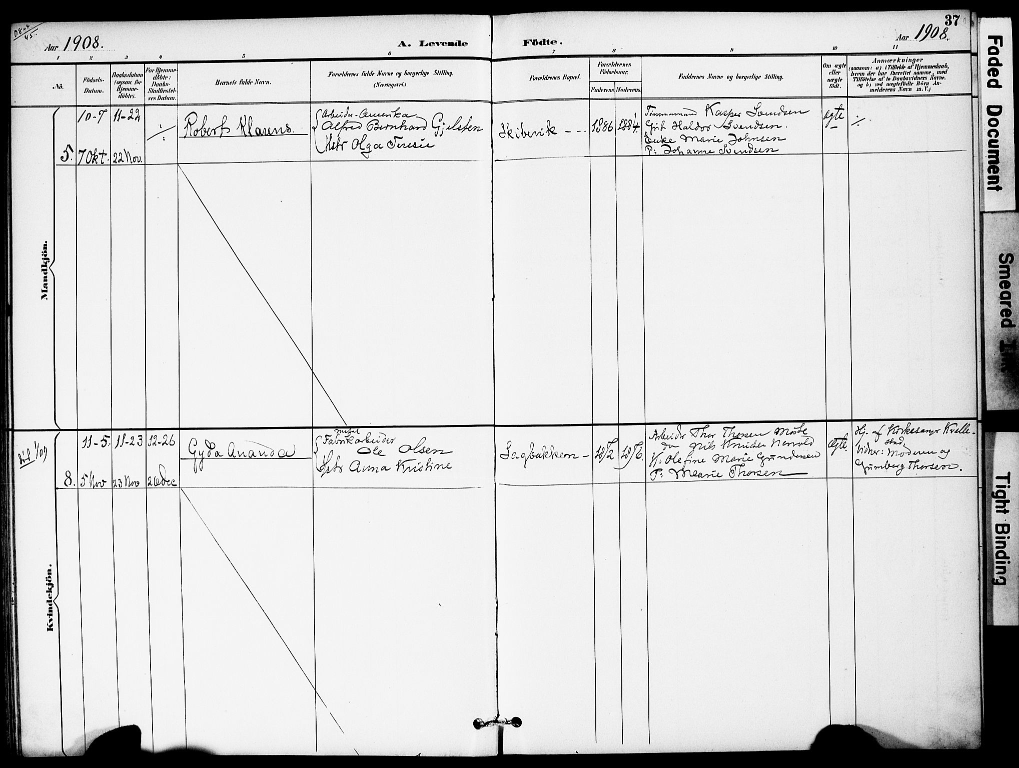 Austre Moland sokneprestkontor, SAK/1111-0001/F/Fa/Fab/L0002: Parish register (official) no. A 2, 1894-1919, p. 37