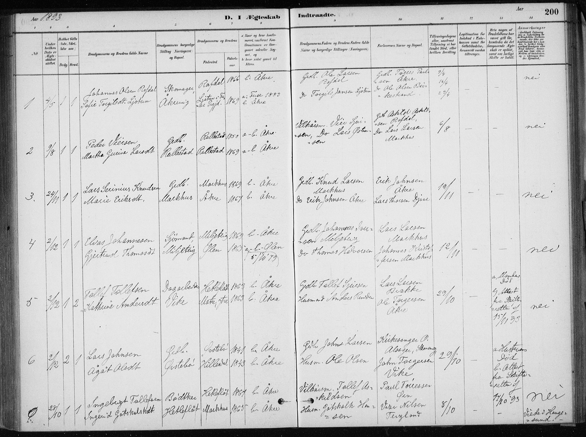 Skånevik sokneprestembete, SAB/A-77801/H/Haa: Parish register (official) no. E  1, 1879-1901, p. 200