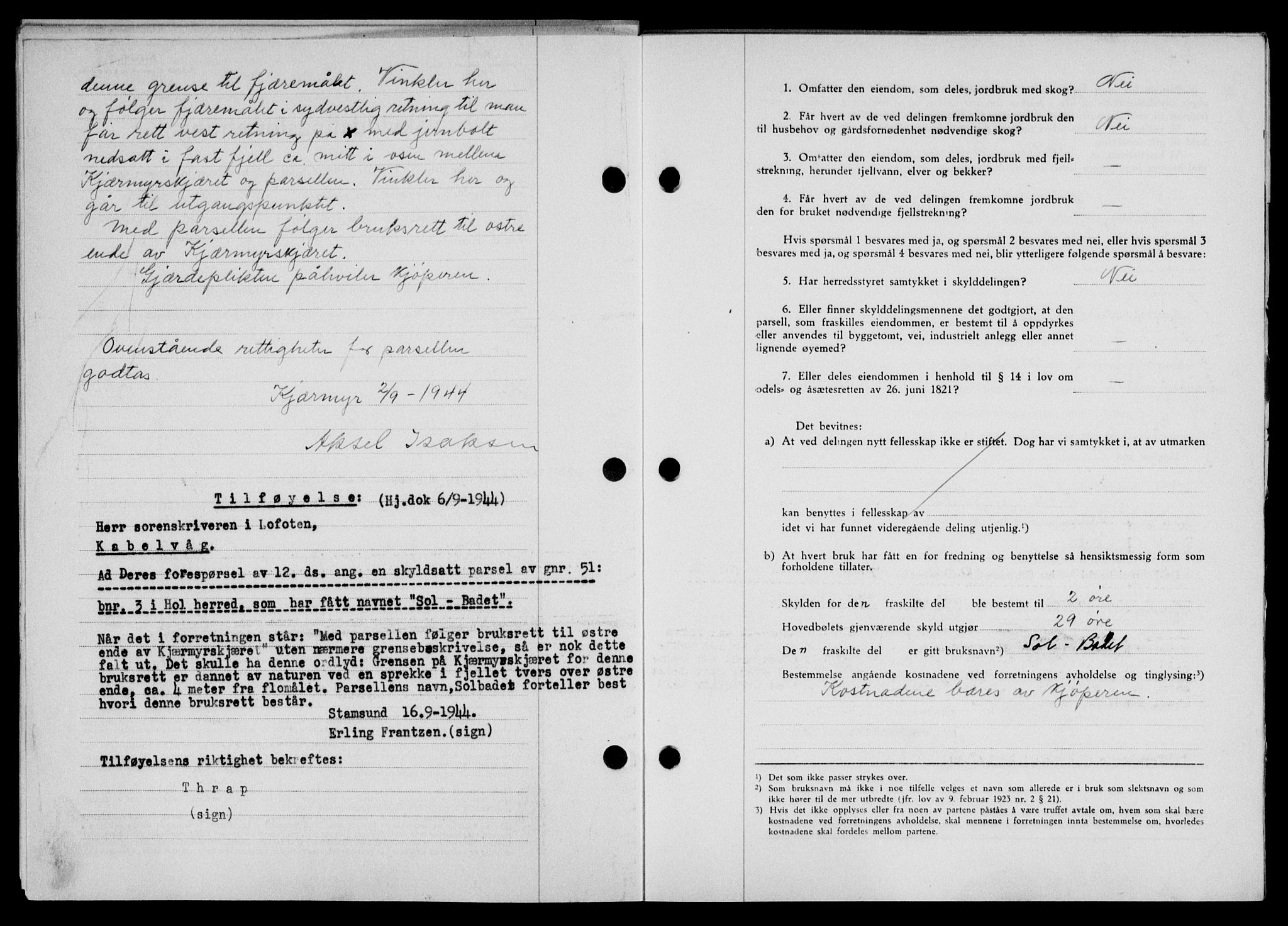 Lofoten sorenskriveri, SAT/A-0017/1/2/2C/L0012a: Mortgage book no. 12a, 1943-1944, Diary no: : 979/1944