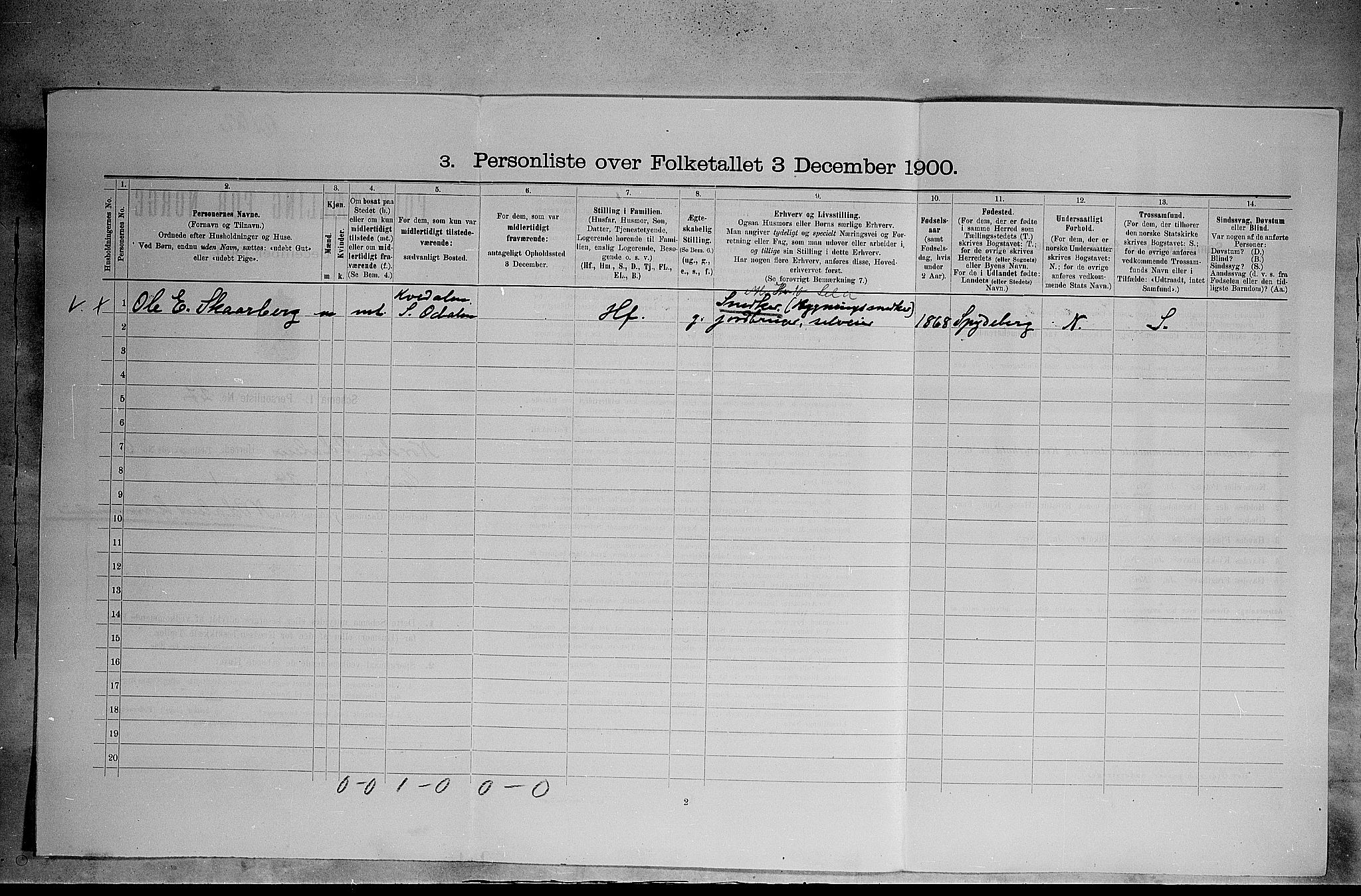 SAH, 1900 census for Nord-Odal, 1900, p. 708