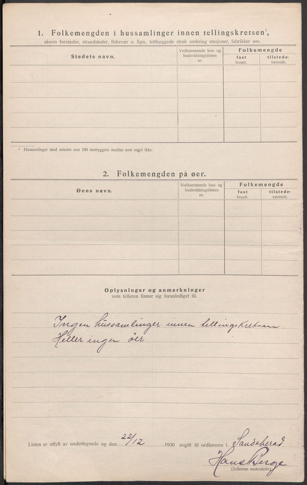 SAKO, 1920 census for Sandeherred, 1920, p. 15