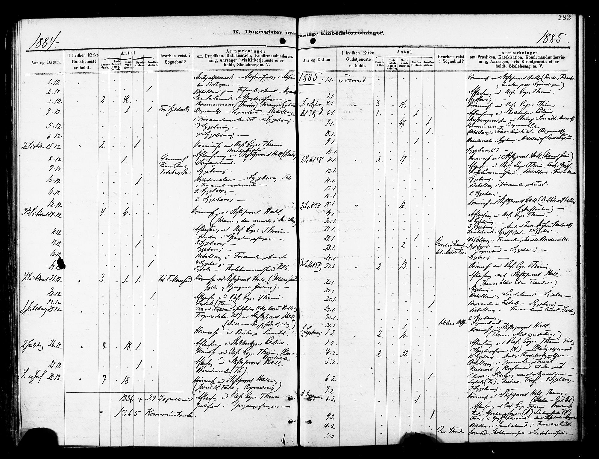 Tromsø sokneprestkontor/stiftsprosti/domprosti, AV/SATØ-S-1343/G/Ga/L0014kirke: Parish register (official) no. 14, 1878-1888, p. 282