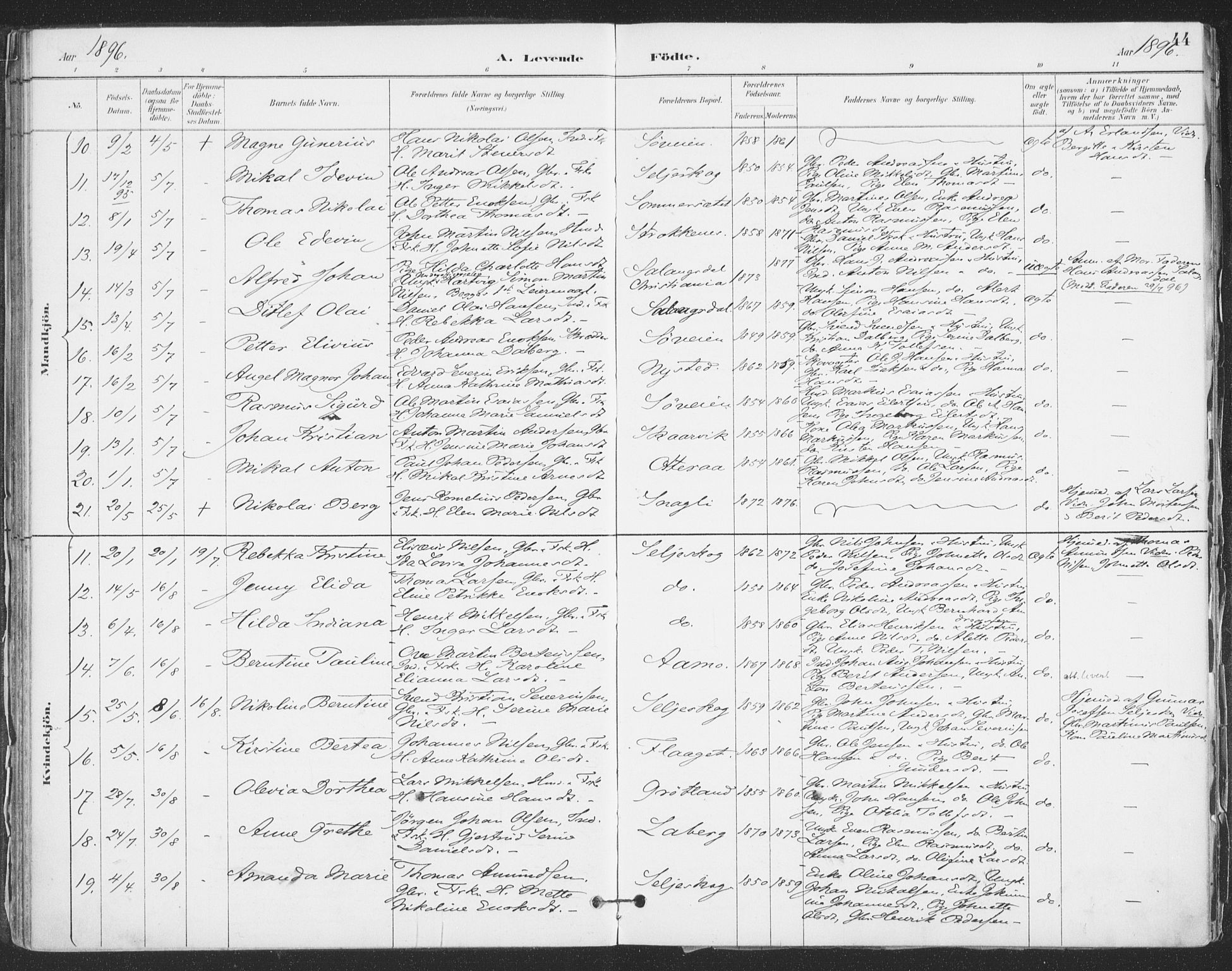 Ibestad sokneprestembete, SATØ/S-0077/H/Ha/Haa/L0015kirke: Parish register (official) no. 15, 1888-1899, p. 44