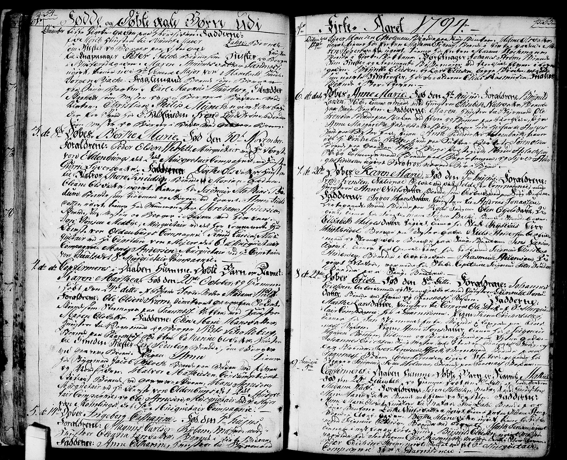 Halden prestekontor Kirkebøker, SAO/A-10909/F/Fa/L0002: Parish register (official) no. I 2, 1792-1812, p. 54-55