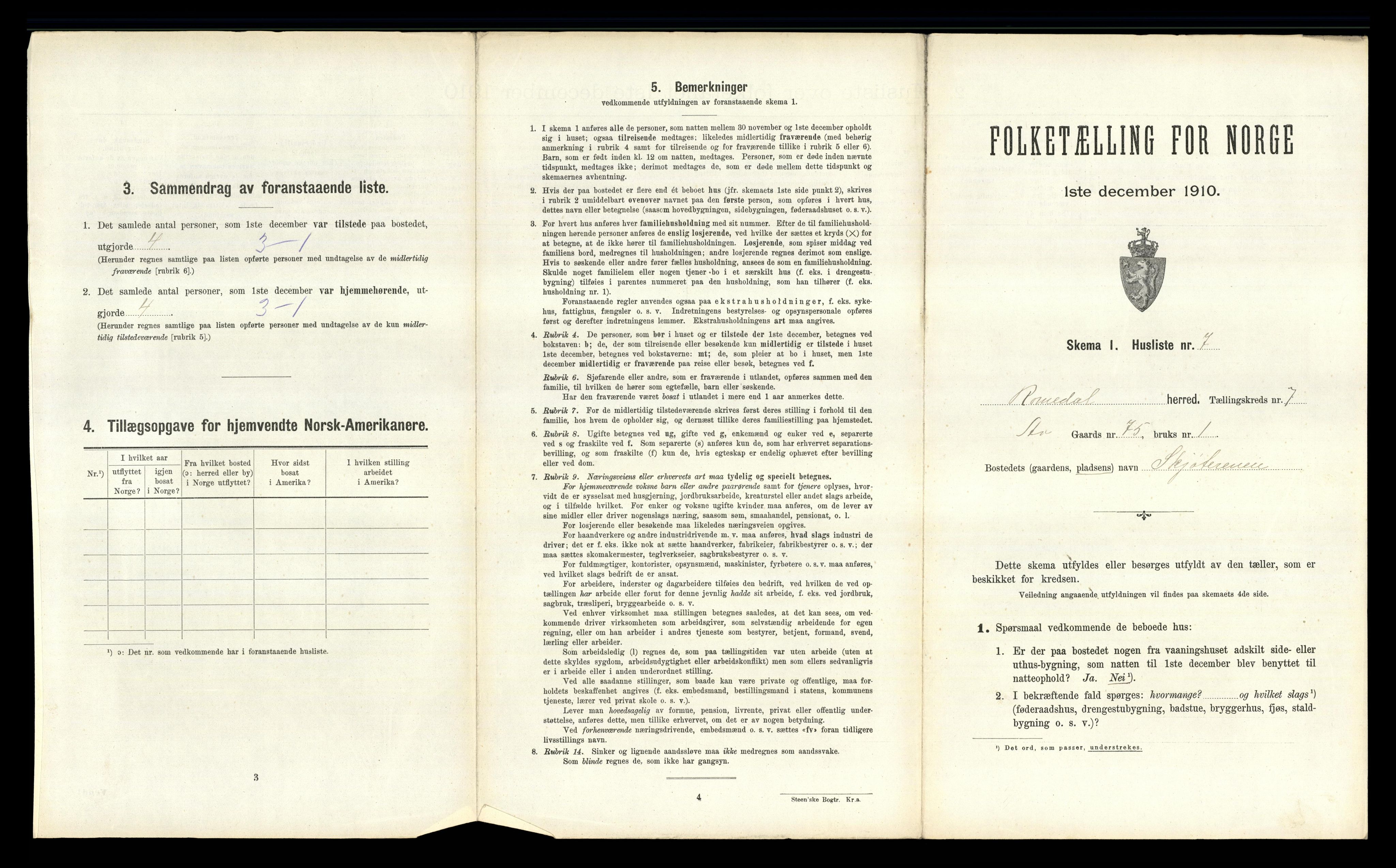 RA, 1910 census for Romedal, 1910, p. 1259