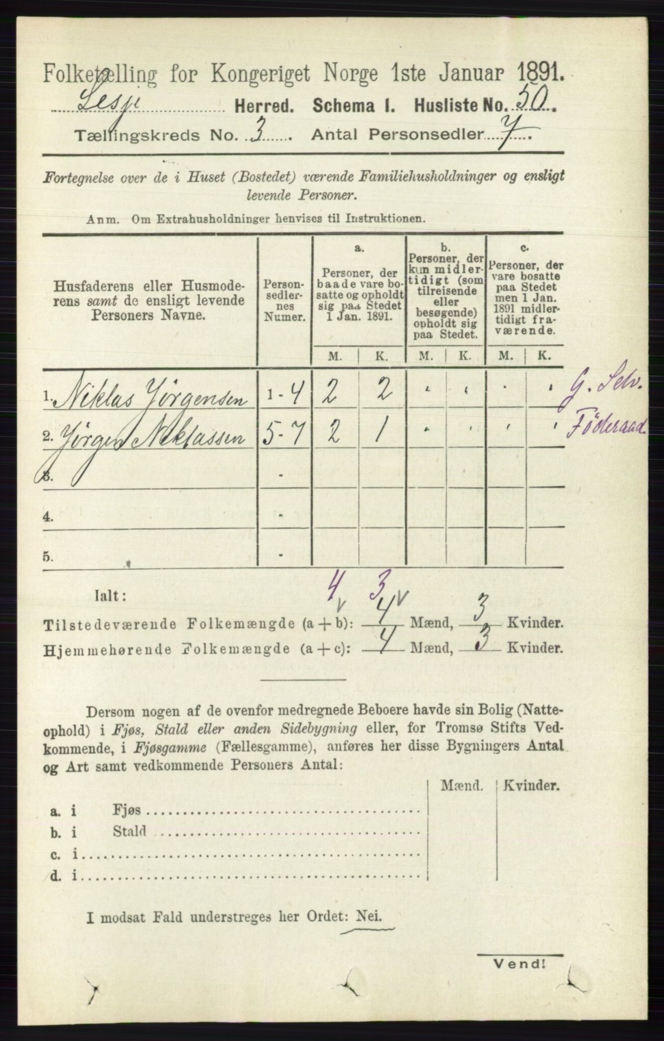 RA, 1891 census for 0512 Lesja, 1891, p. 619