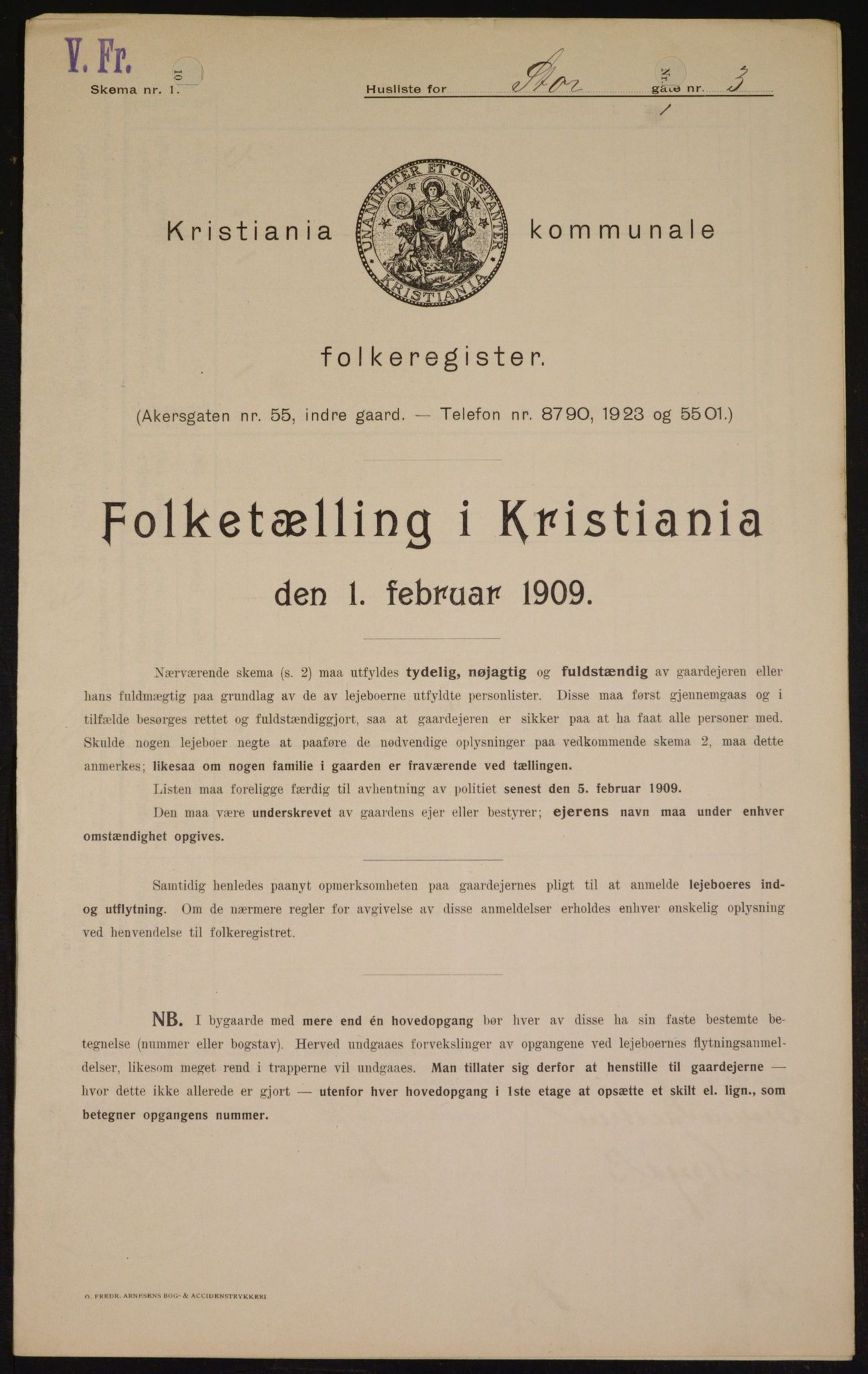 OBA, Municipal Census 1909 for Kristiania, 1909, p. 93018