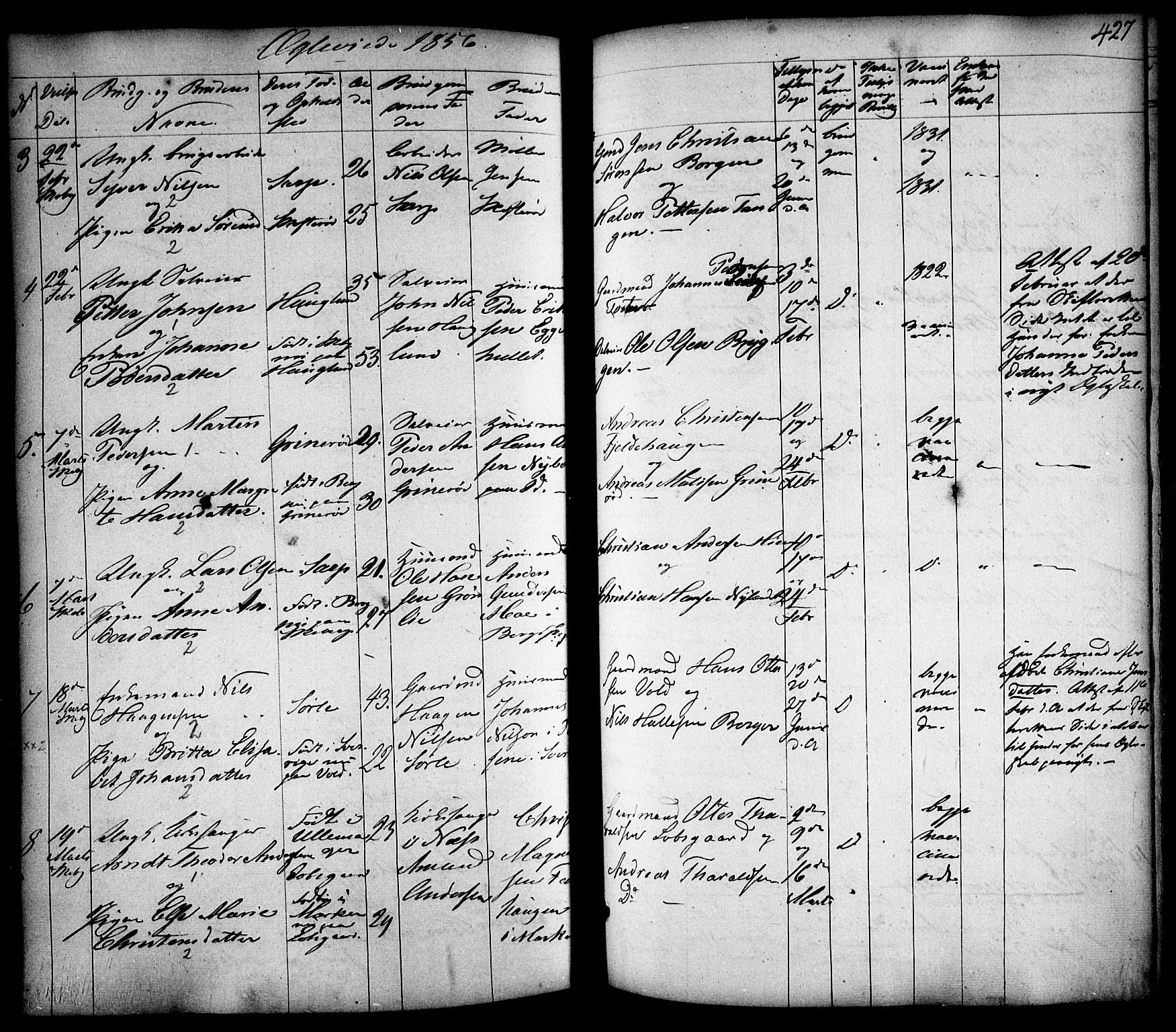 Skjeberg prestekontor Kirkebøker, SAO/A-10923/F/Fa/L0006: Parish register (official) no. I 6, 1846-1858, p. 427