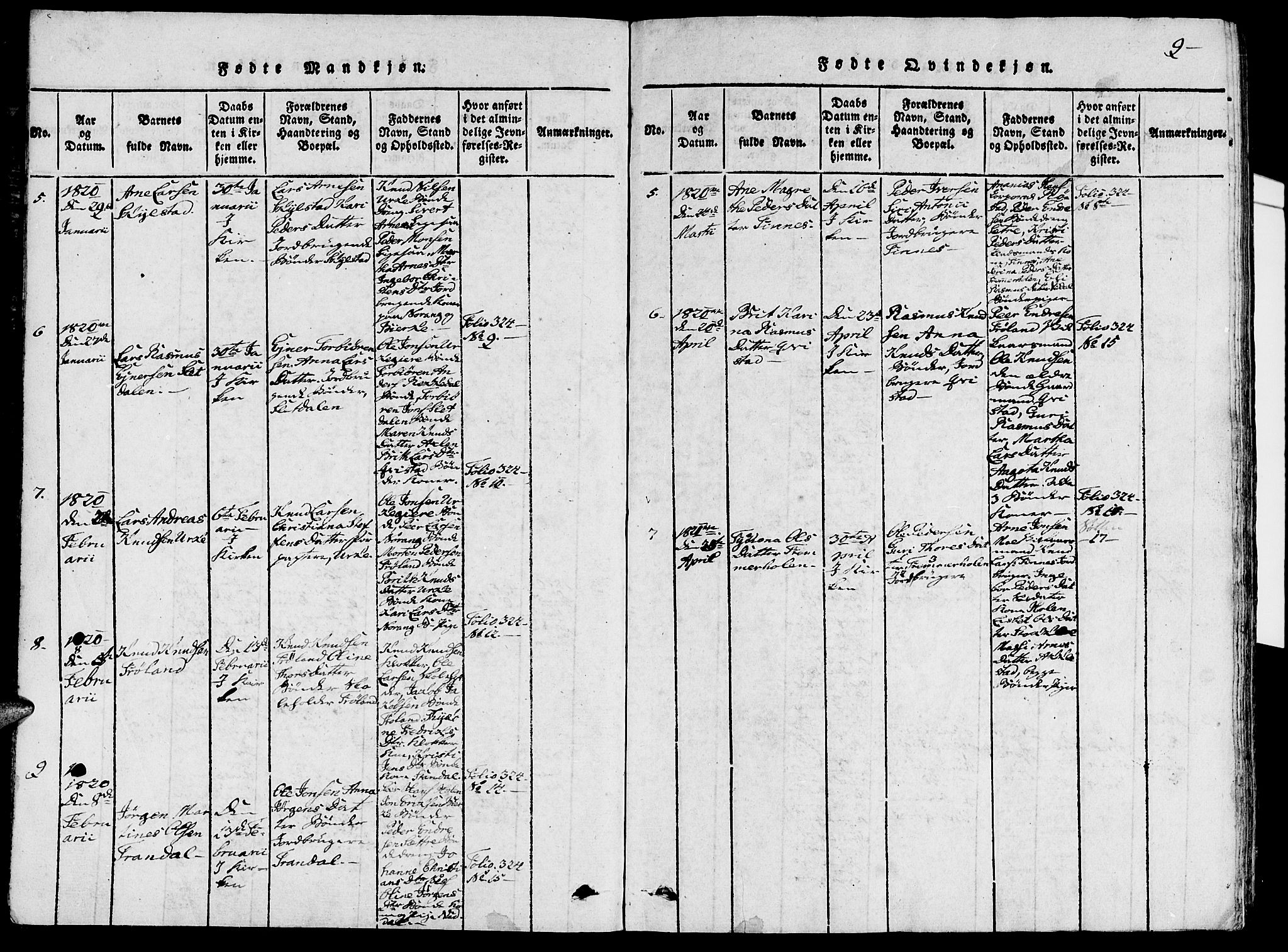 Ministerialprotokoller, klokkerbøker og fødselsregistre - Møre og Romsdal, AV/SAT-A-1454/515/L0207: Parish register (official) no. 515A03, 1819-1829, p. 9