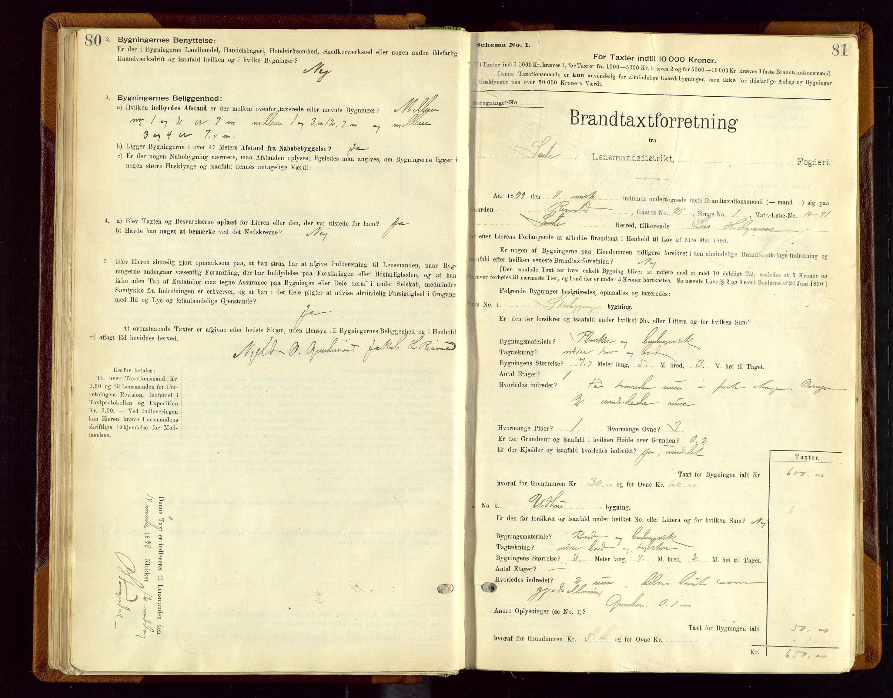 Sauda lensmannskontor, SAST/A-100177/Gob/L0001: Branntakstprotokoll - skjematakst, 1894-1914, p. 80-81