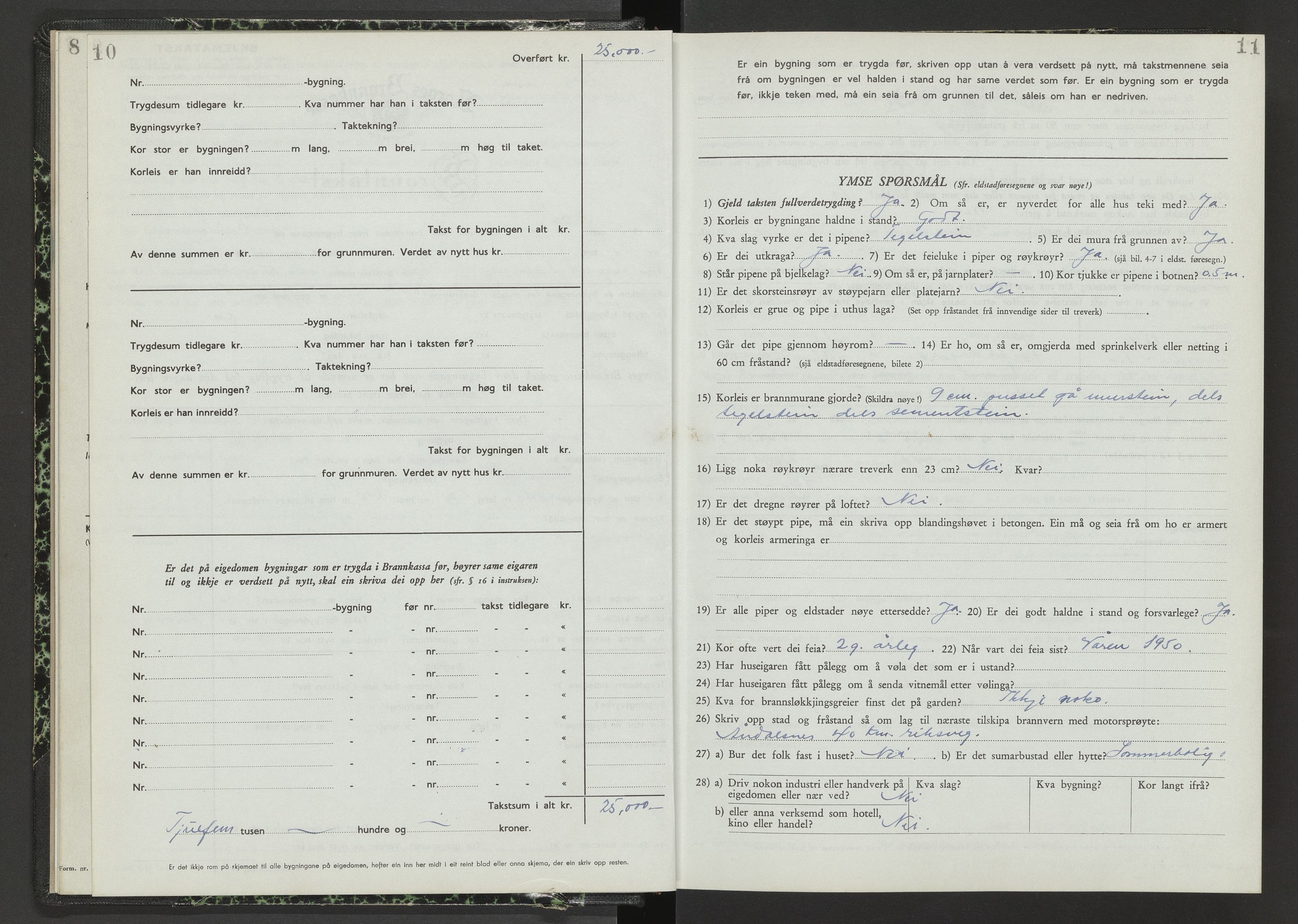 Norges Brannkasse Veøy, AV/SAT-A-5500/Fb/L0002: Branntakstprotokoll, 1950-1955, p. 10-11