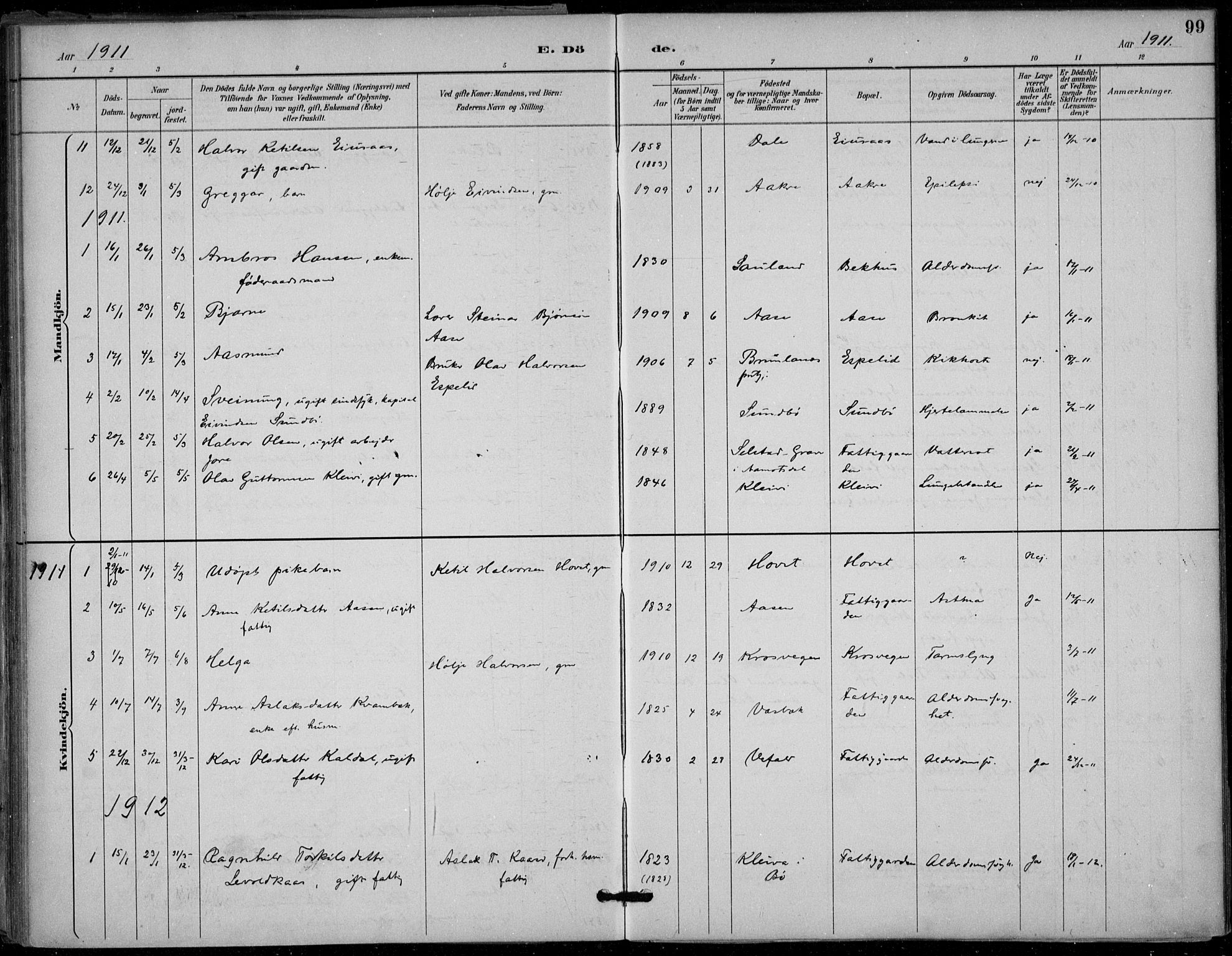 Seljord kirkebøker, SAKO/A-20/F/Fb/L0002: Parish register (official) no. II 2, 1887-1917, p. 99