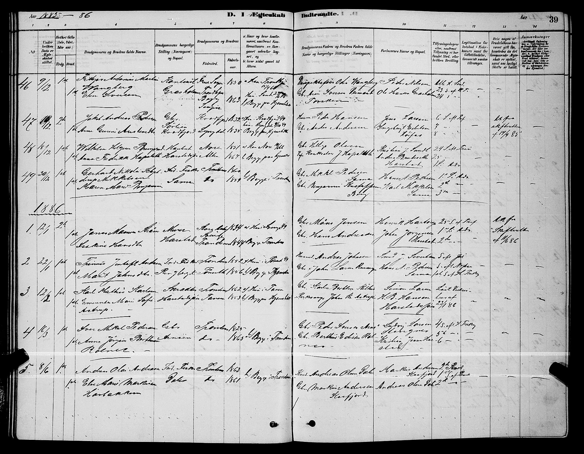 Trondenes sokneprestkontor, SATØ/S-1319/H/Hb/L0010klokker: Parish register (copy) no. 10, 1878-1890, p. 39