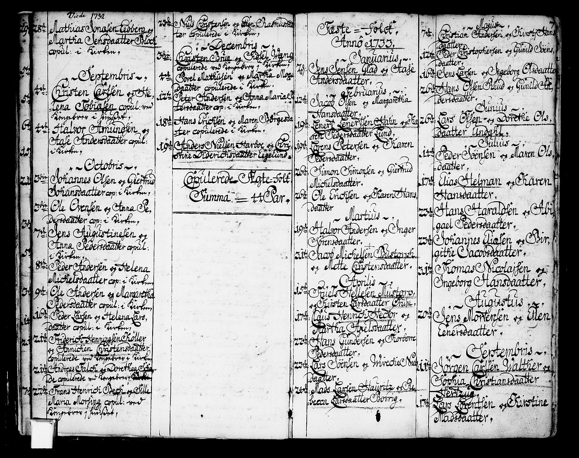 Oslo domkirke Kirkebøker, SAO/A-10752/F/Fa/L0003: Parish register (official) no. 3, 1731-1743, p. 7