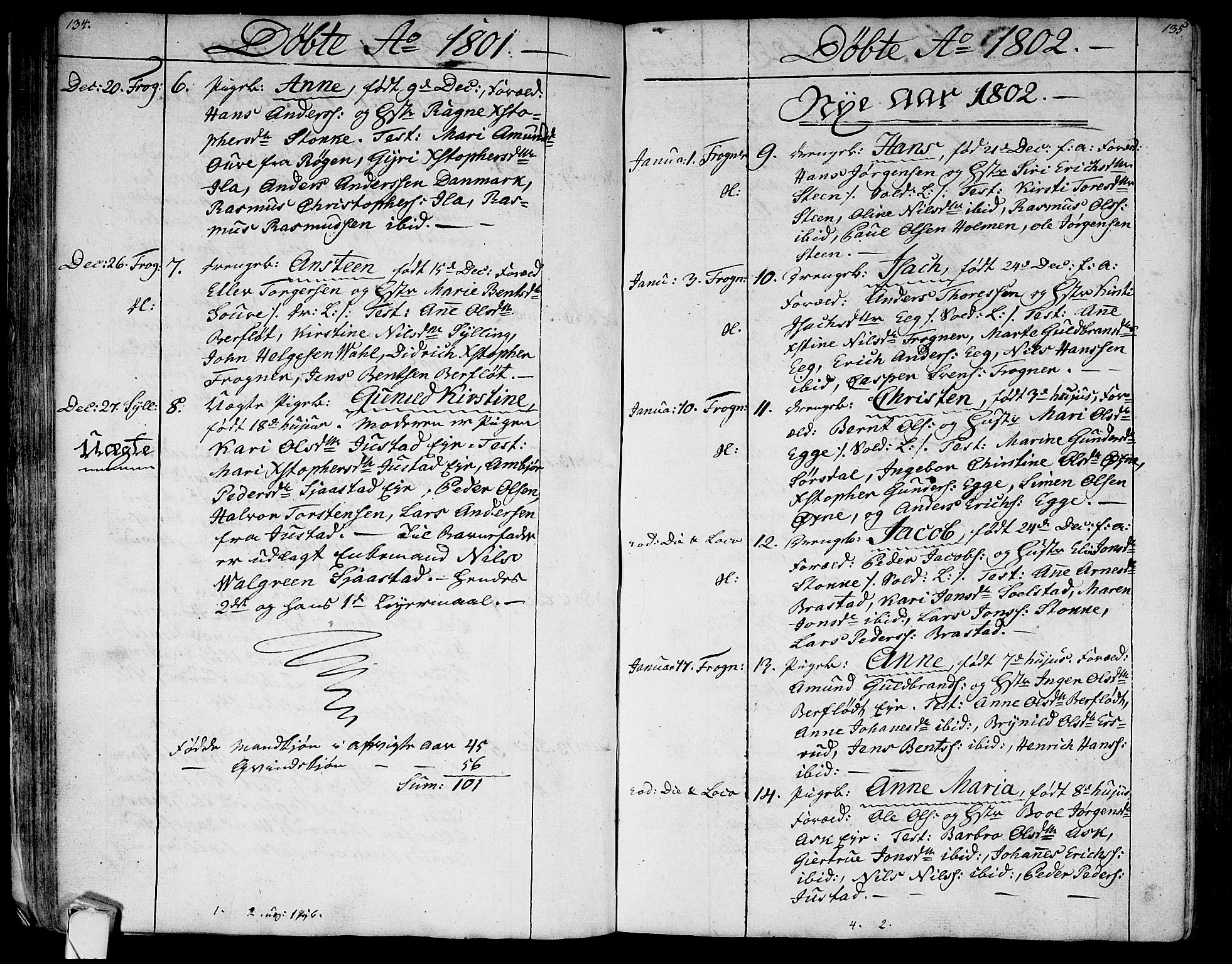 Lier kirkebøker, SAKO/A-230/F/Fa/L0007: Parish register (official) no. I 7, 1794-1813, p. 134-135