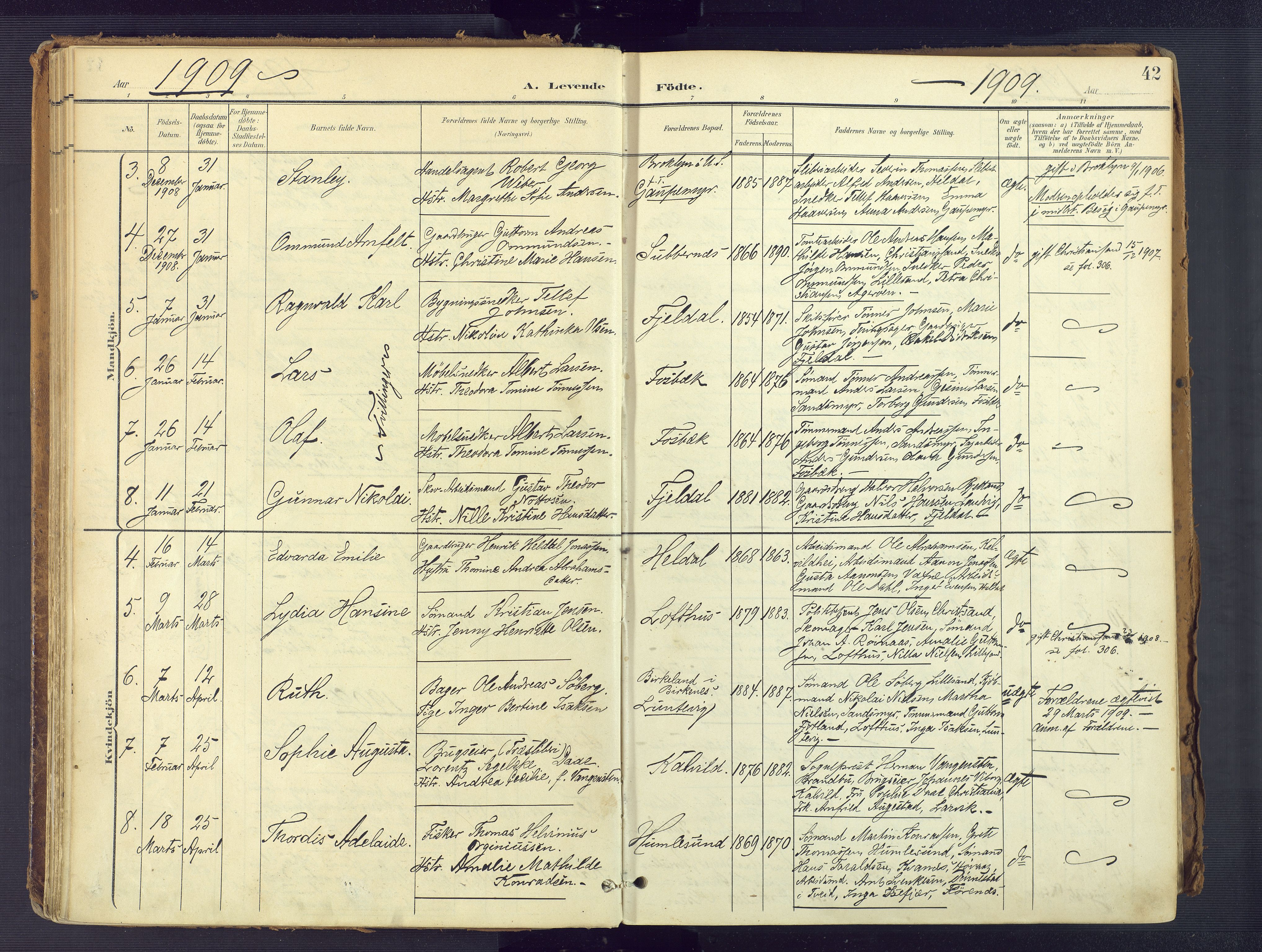 Vestre Moland sokneprestkontor, SAK/1111-0046/F/Fa/Fab/L0010: Parish register (official) no. A 10, 1900-1926, p. 42