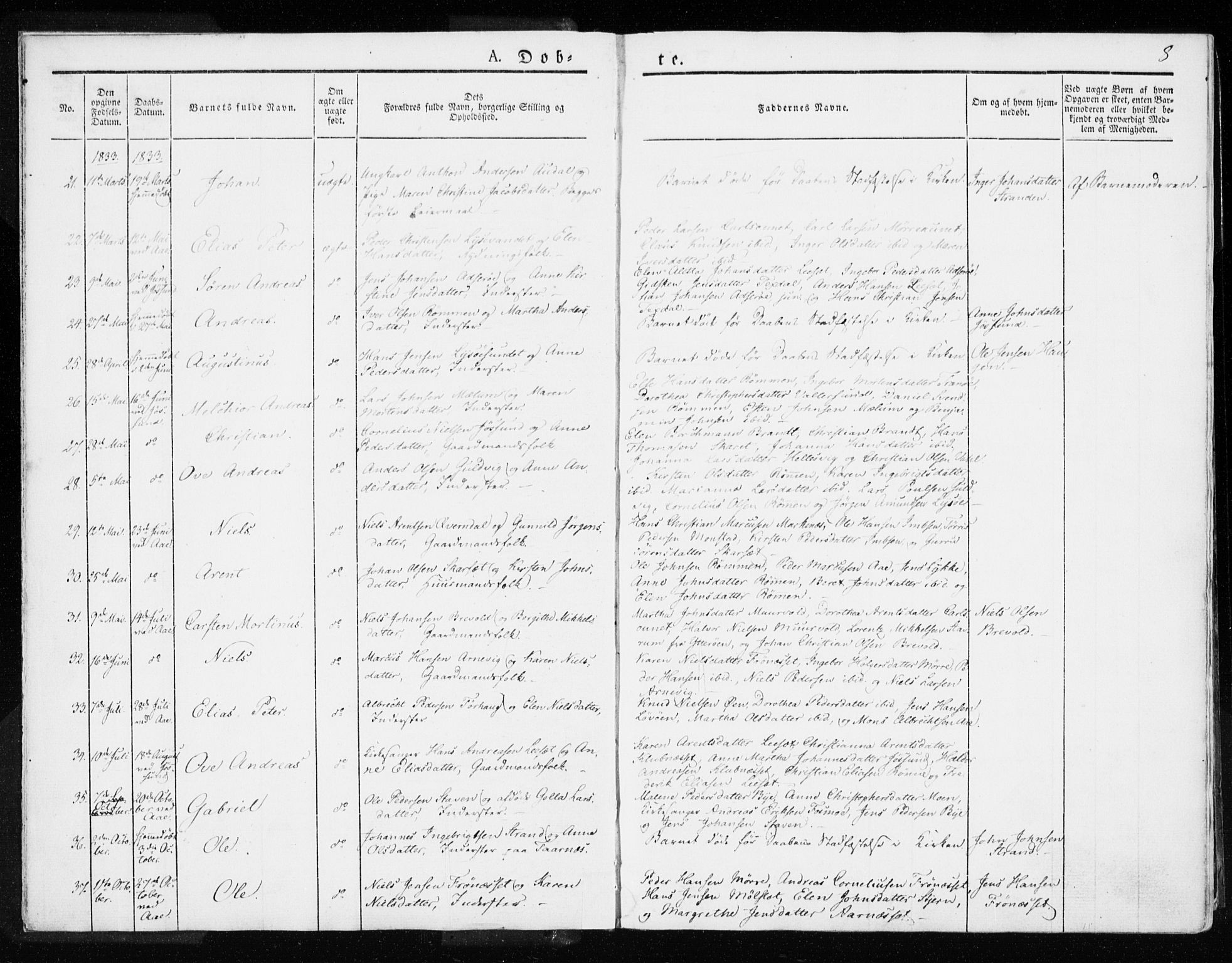 Ministerialprotokoller, klokkerbøker og fødselsregistre - Sør-Trøndelag, SAT/A-1456/655/L0676: Parish register (official) no. 655A05, 1830-1847, p. 8