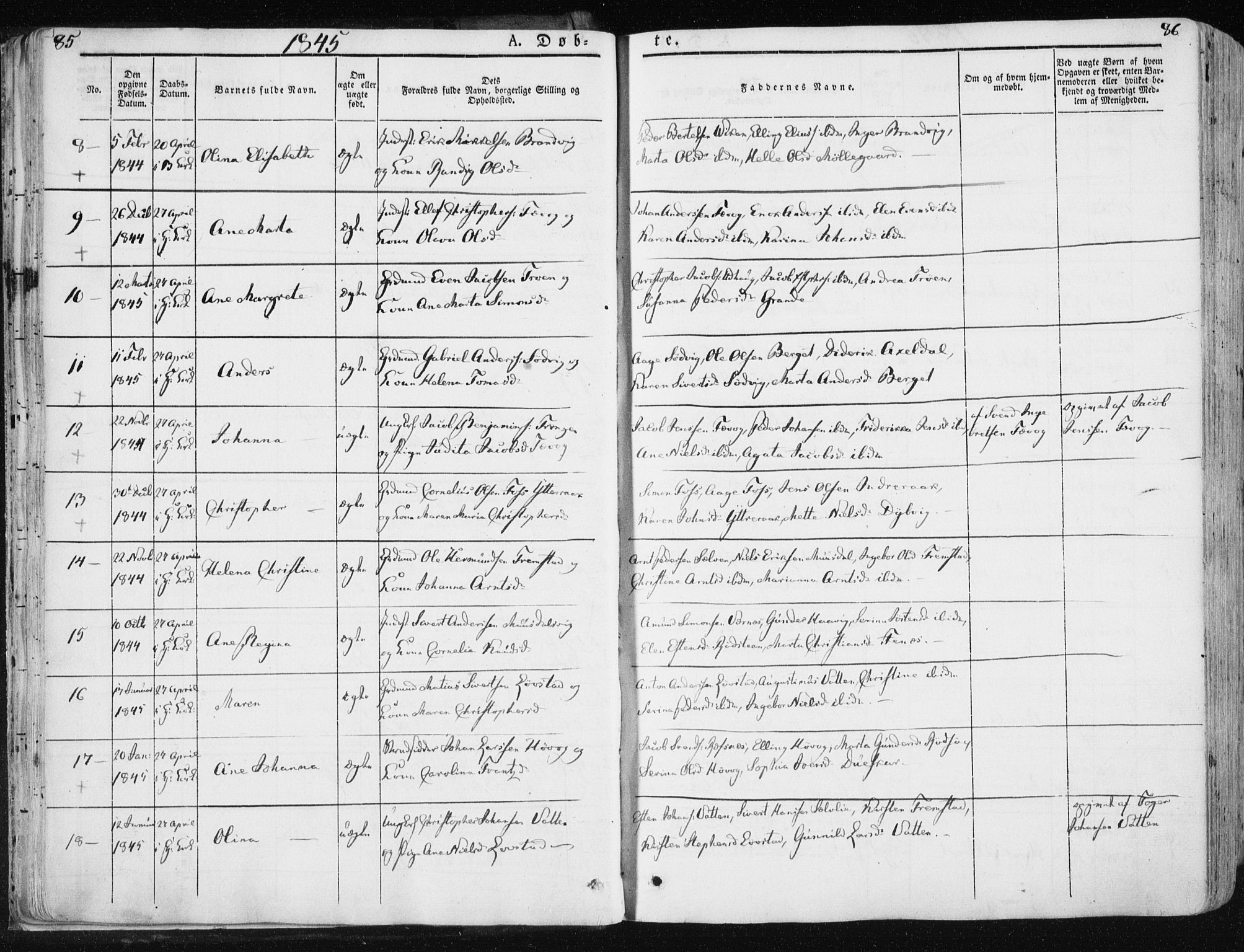 Ministerialprotokoller, klokkerbøker og fødselsregistre - Sør-Trøndelag, SAT/A-1456/659/L0736: Parish register (official) no. 659A06, 1842-1856, p. 85-86
