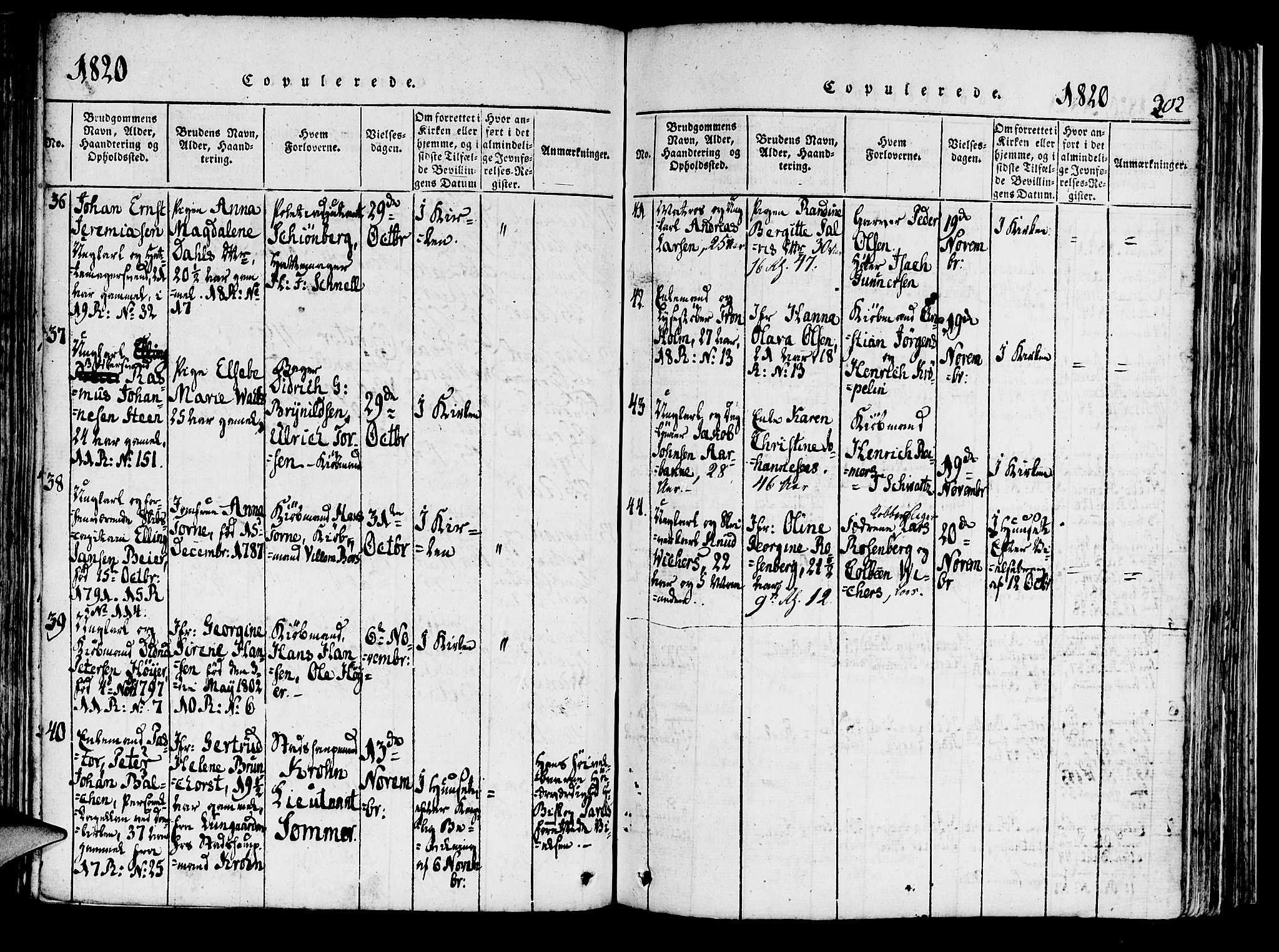 Domkirken sokneprestembete, SAB/A-74801/H/Haa/L0010: Parish register (official) no. A 10, 1816-1821, p. 202