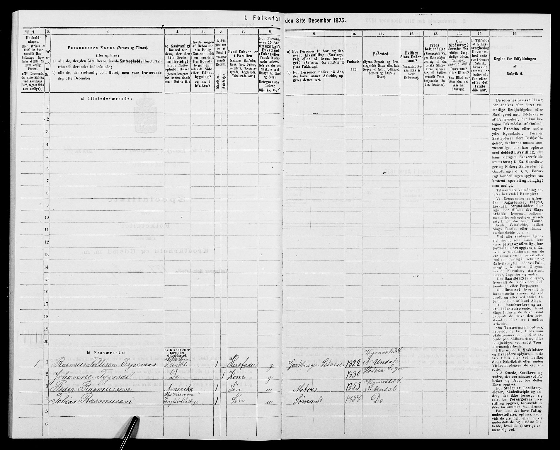 SAK, 1875 census for 1028P Nord-Audnedal, 1875, p. 248