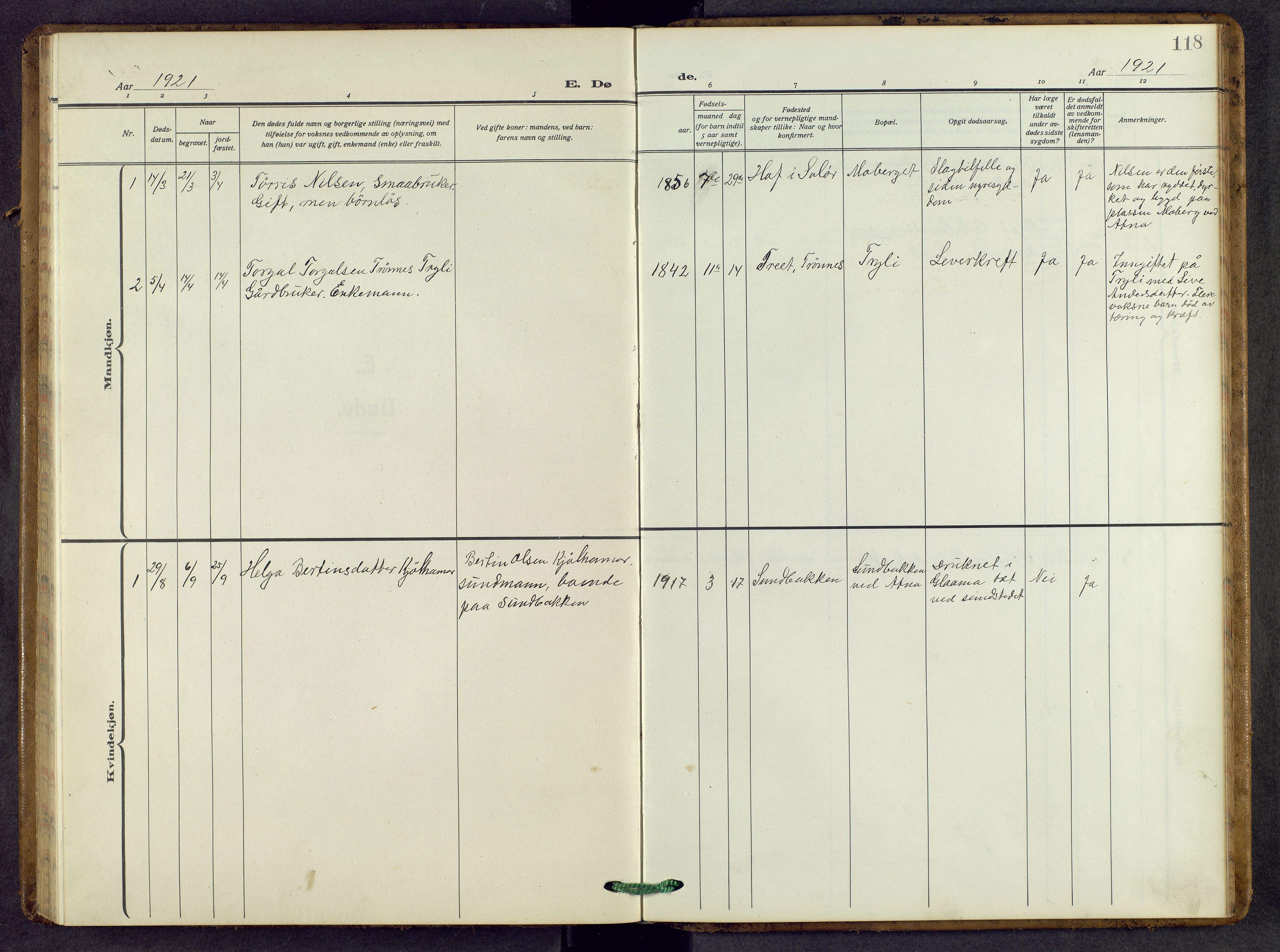 Stor-Elvdal prestekontor, SAH/PREST-052/H/Ha/Hab/L0007: Parish register (copy) no. 7, 1921-1959, p. 118