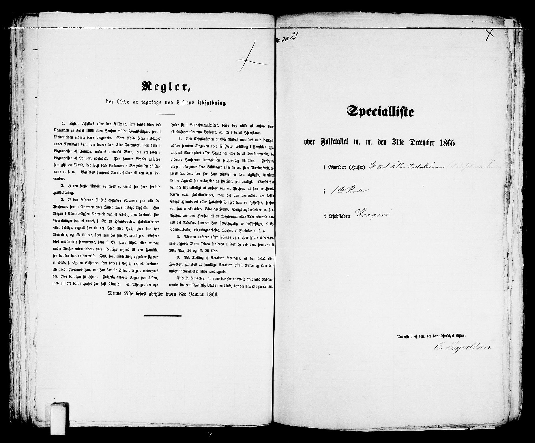 RA, 1865 census for Kragerø/Kragerø, 1865, p. 55