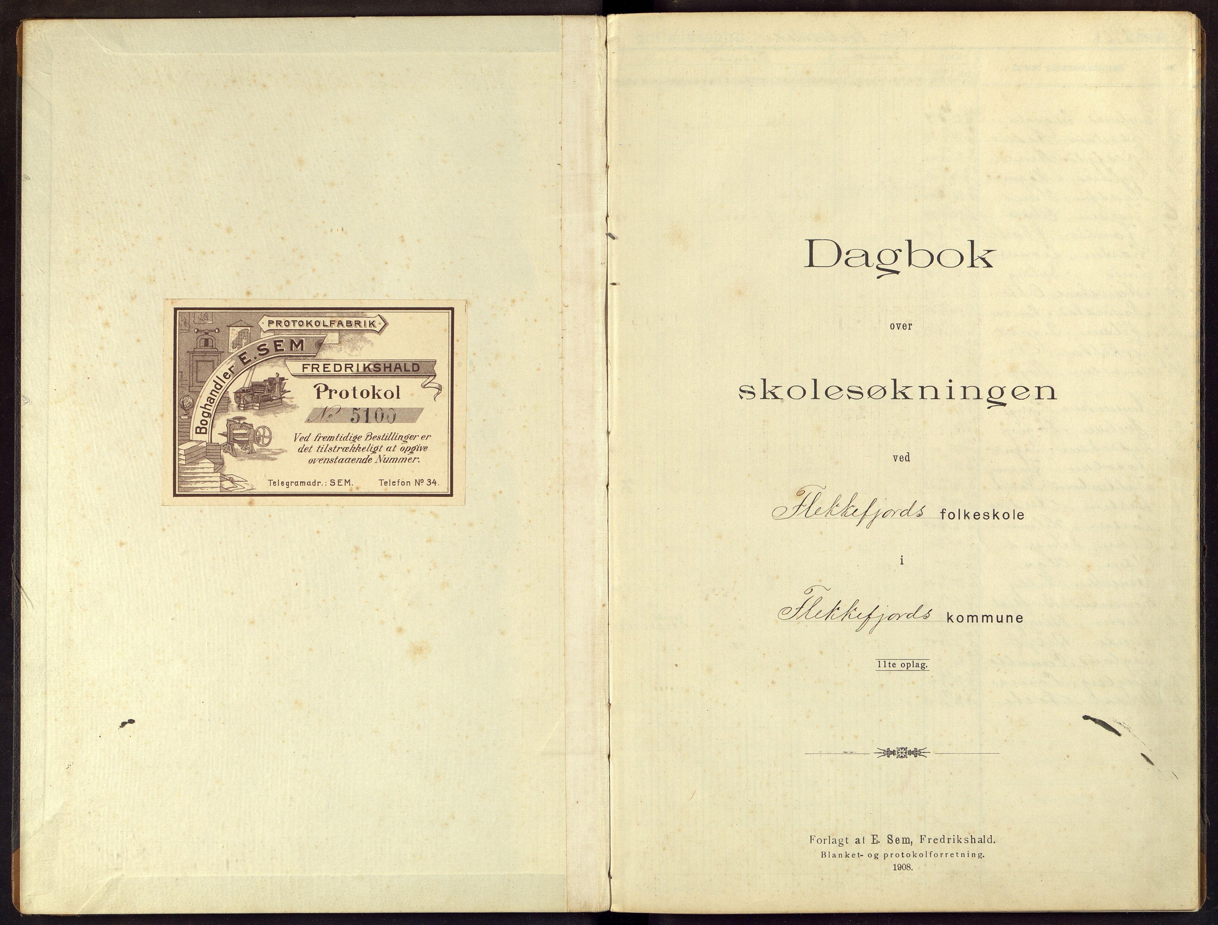 Flekkefjord By - Flekkefjord Folkeskole, ARKSOR/1004FG550/I/L0005: Dagbok, 1908-1919